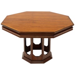 Mid-Century Modern Walnut Hexagon Dining Table