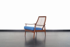 Moderner Sessel mit hoher Rückenlehne aus Nussbaumholz, Mitte des Jahrhunderts