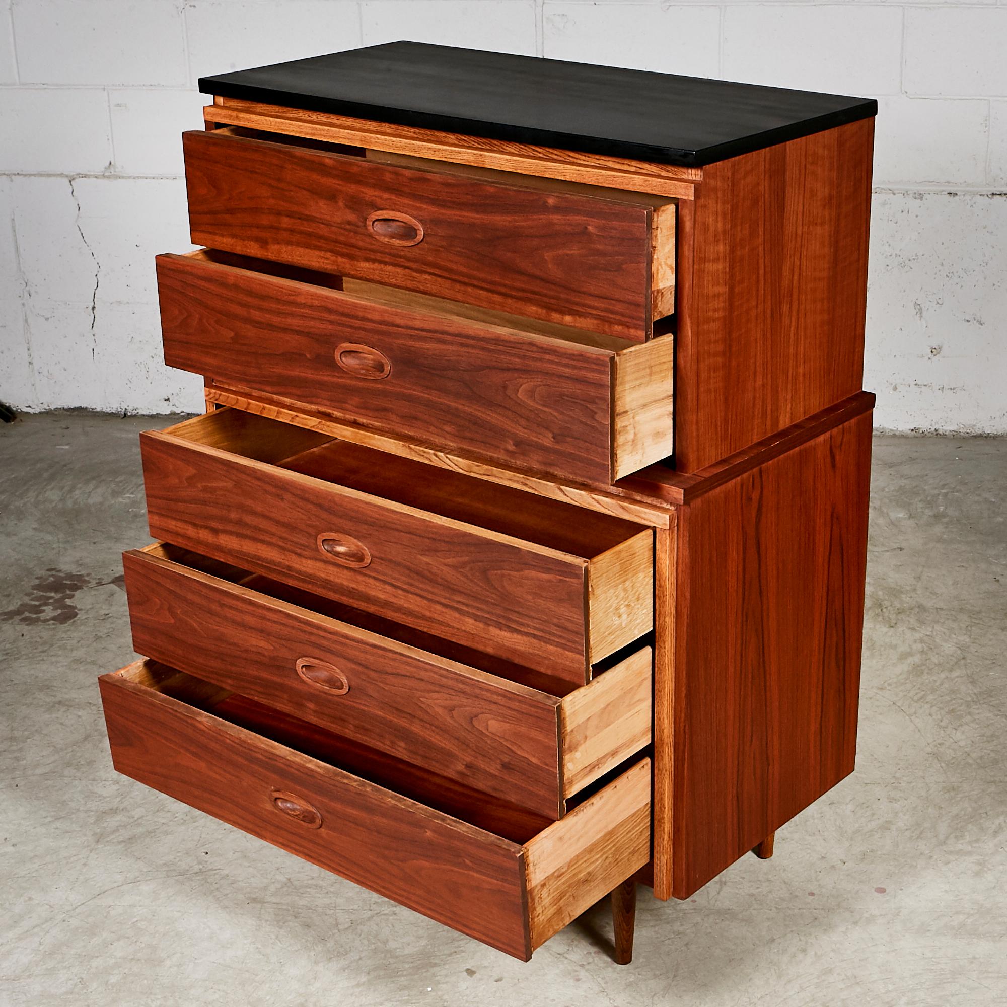 Ash Mid-Century Modern Walnut High Boy Dresser For Sale