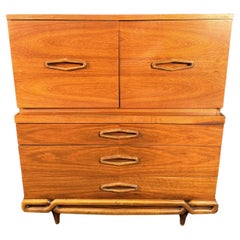 Vintage Mid-Century Modern Walnut Highboy Dresser