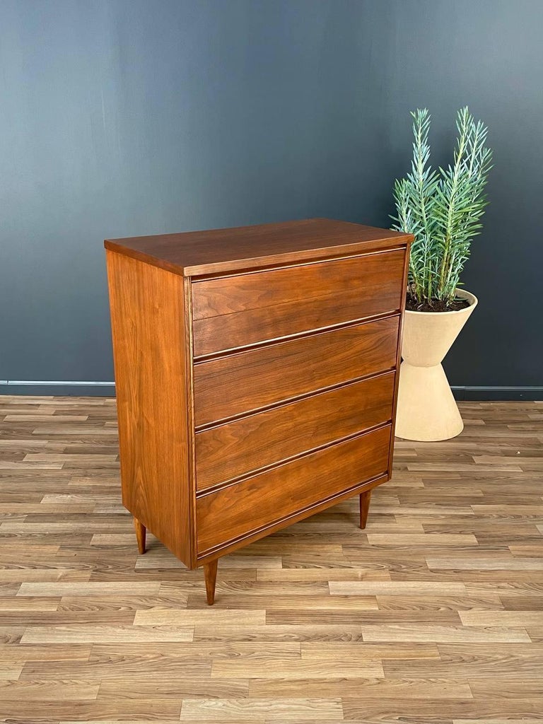 Newly Refinished -Mid-Century Modern Walnut Highboy Dresser by Bassett  Furniture at 1stDibs | bassett furniture industries vintage dresser, bassett  furniture vintage, vintage bassett dresser with mirror