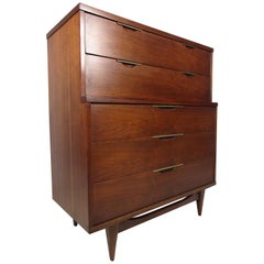 Mid-Century Modern Walnut Highboy Dresser - Kent Coffey's "Tableau" Line