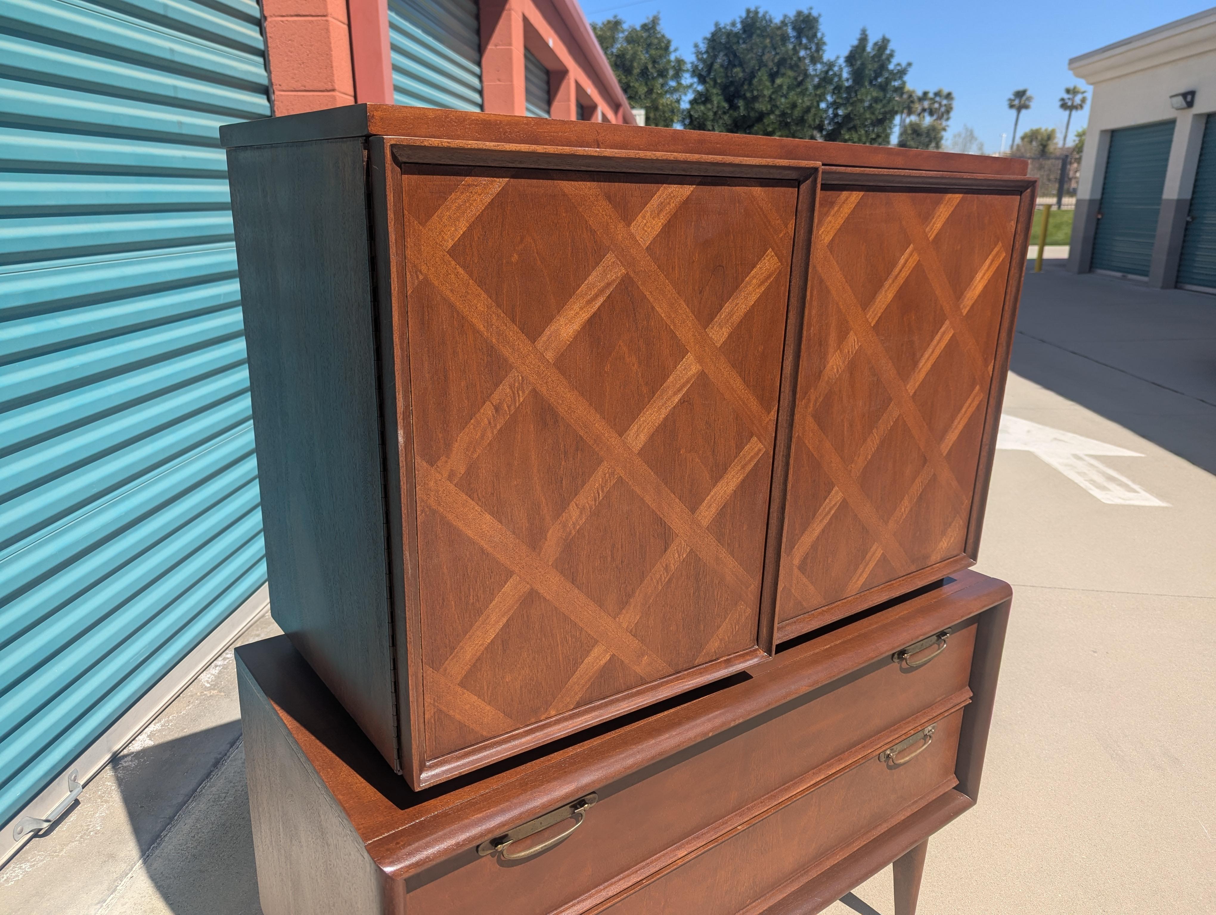 Mid Century Modern Walnut Highboy Dresser/Chest by United Furniture, c1960s For Sale 2
