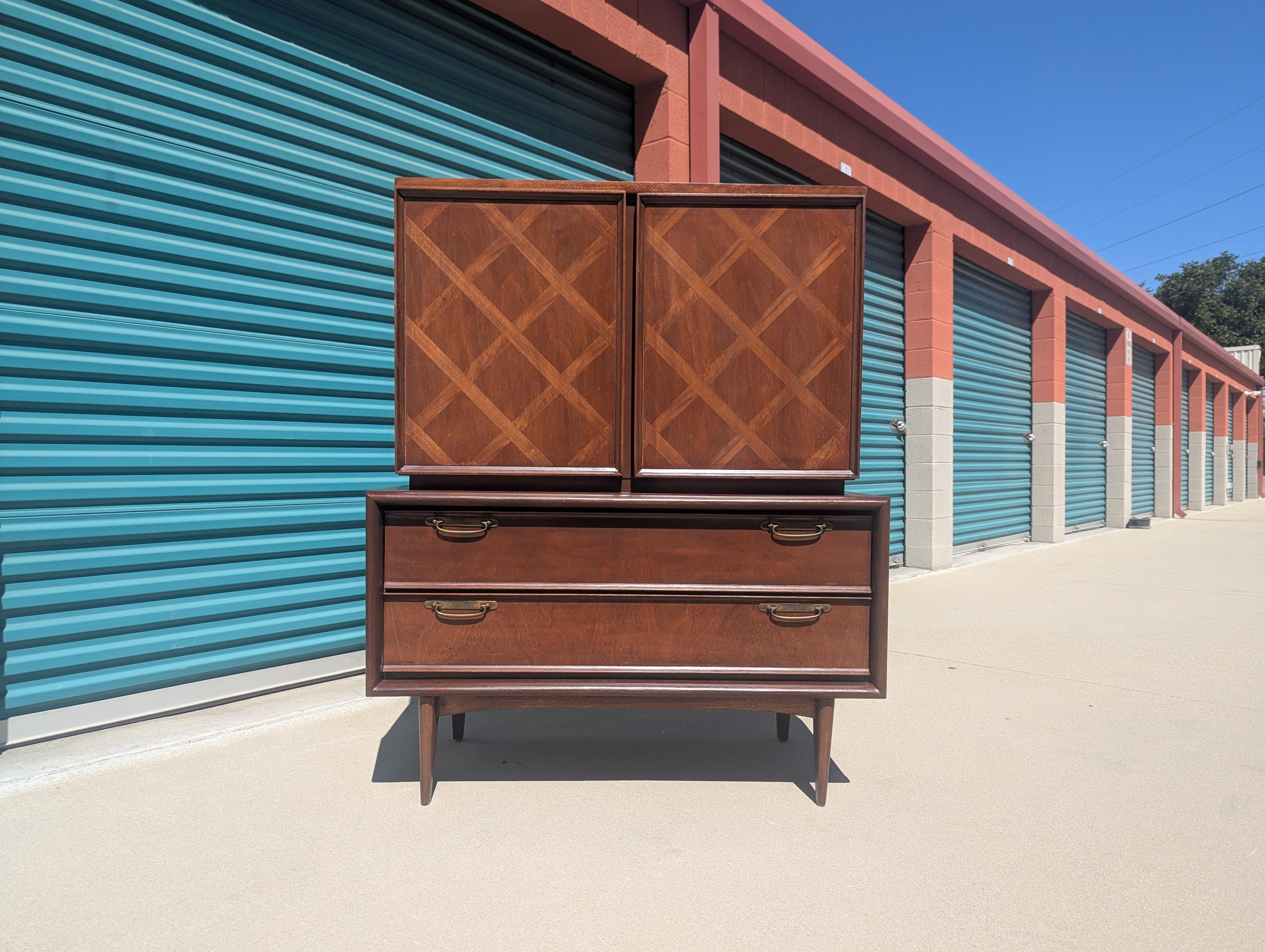 Mid Century Modern Walnut Highboy Dresser/Chest by United Furniture, c1960s For Sale 3