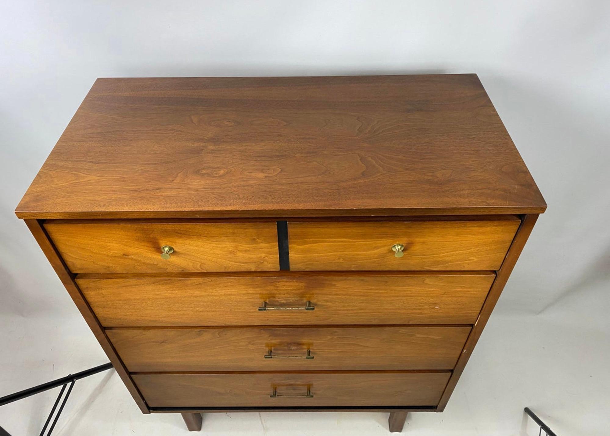 Mid-Century Modern walnut highBoy dresser.