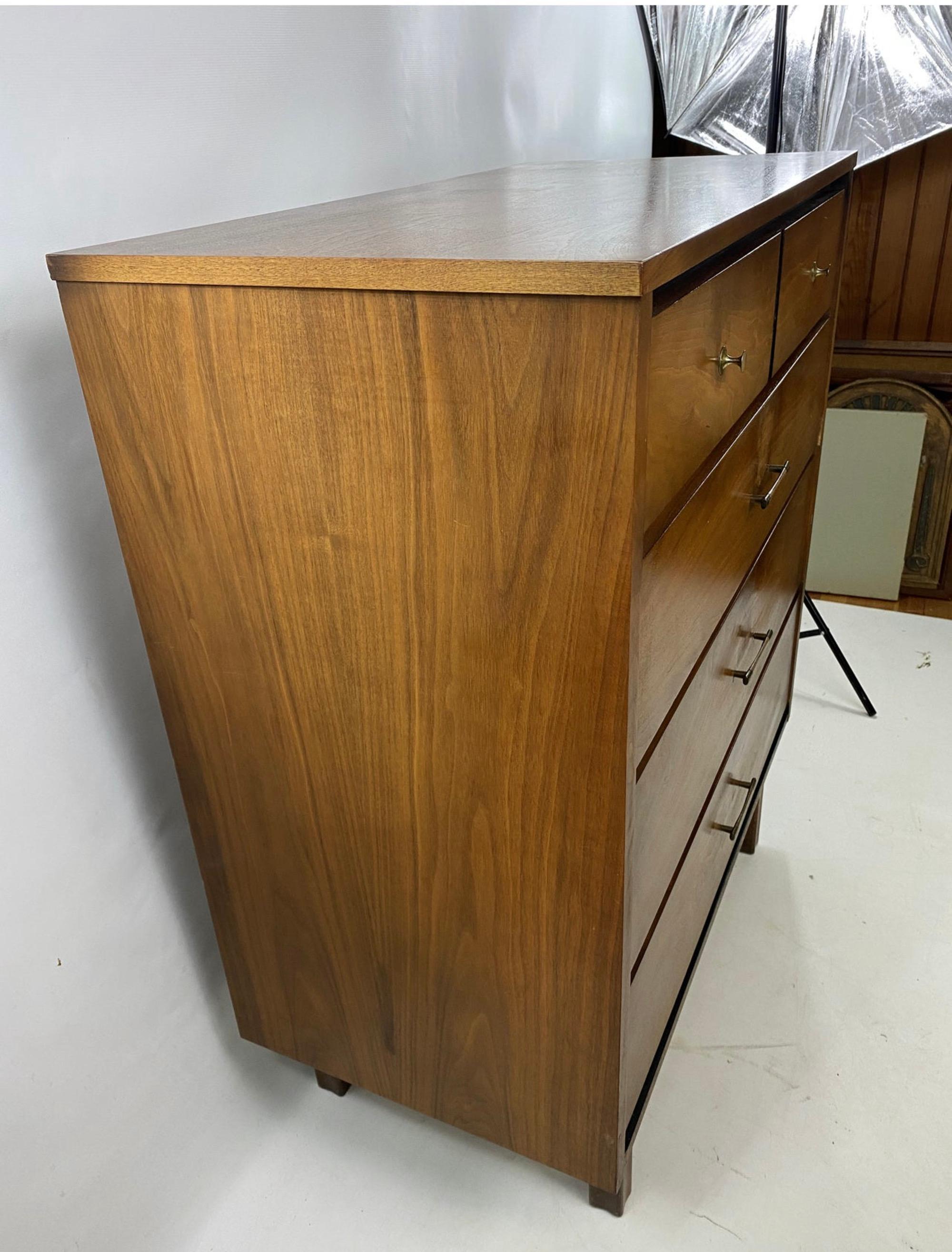 Unknown Mid-Century Modern Walnut HighBoy Dresser For Sale