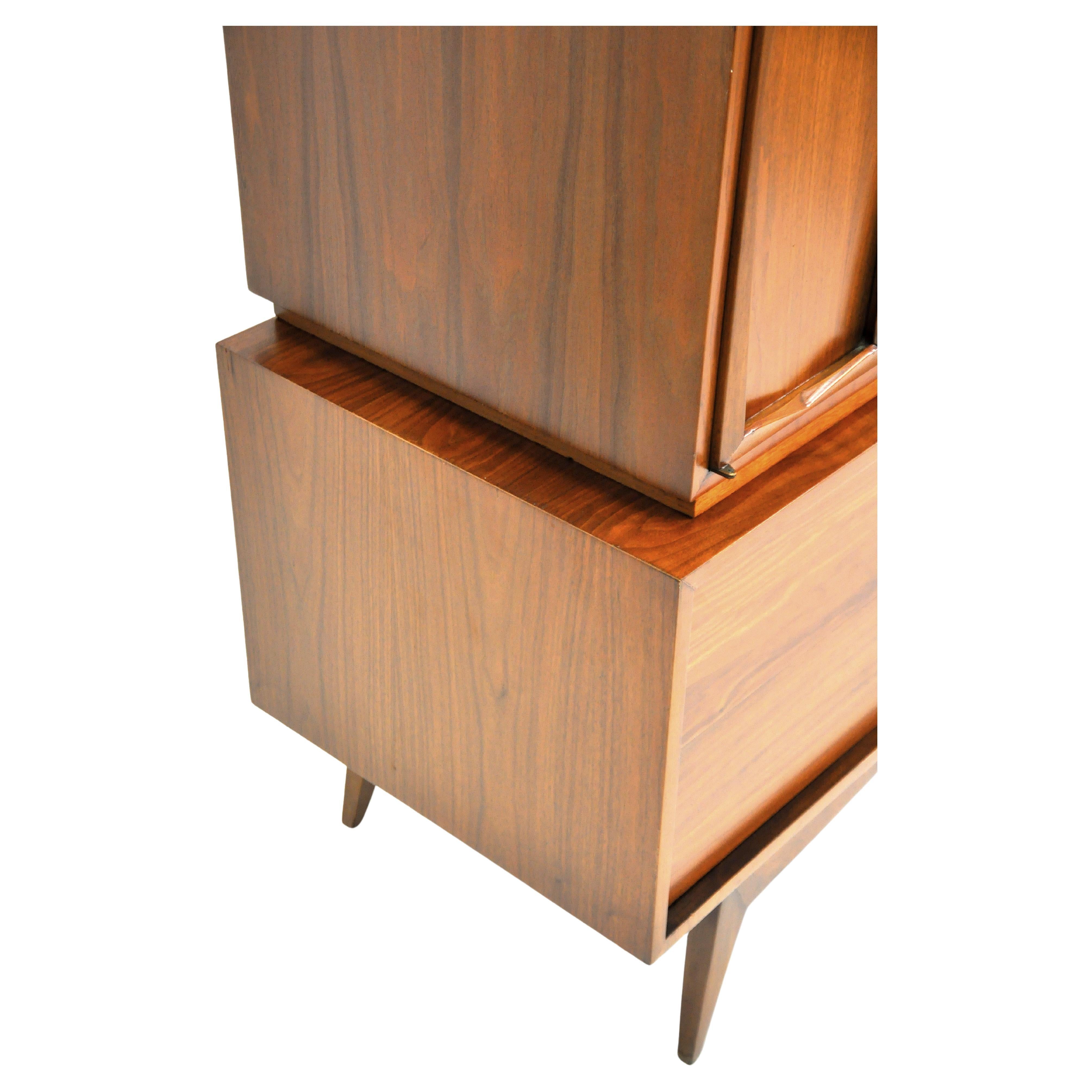 20th Century Mid-Century Modern Walnut Highboy Dresser, 1950s