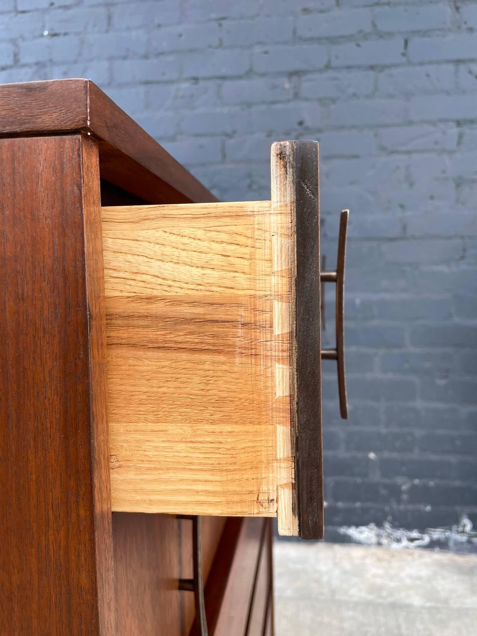 Newly Refinished - Mid-Century Modern Walnut Highboy Dresser For Sale 2
