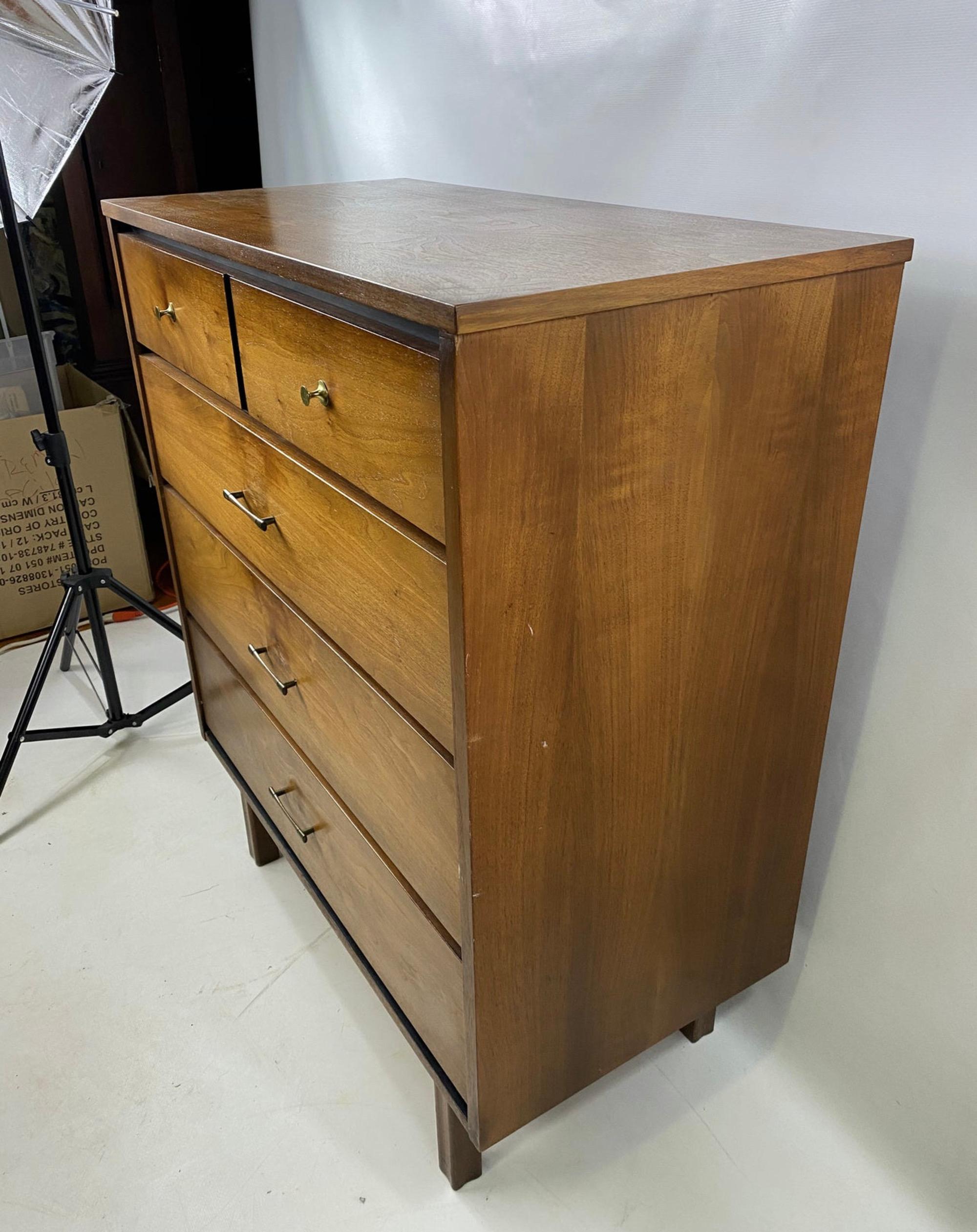 Mid-Century Modern Walnut HighBoy Dresser For Sale 2