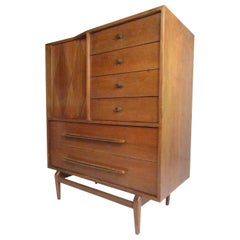 Mid-Century Modern Walnut Highboy Dresser