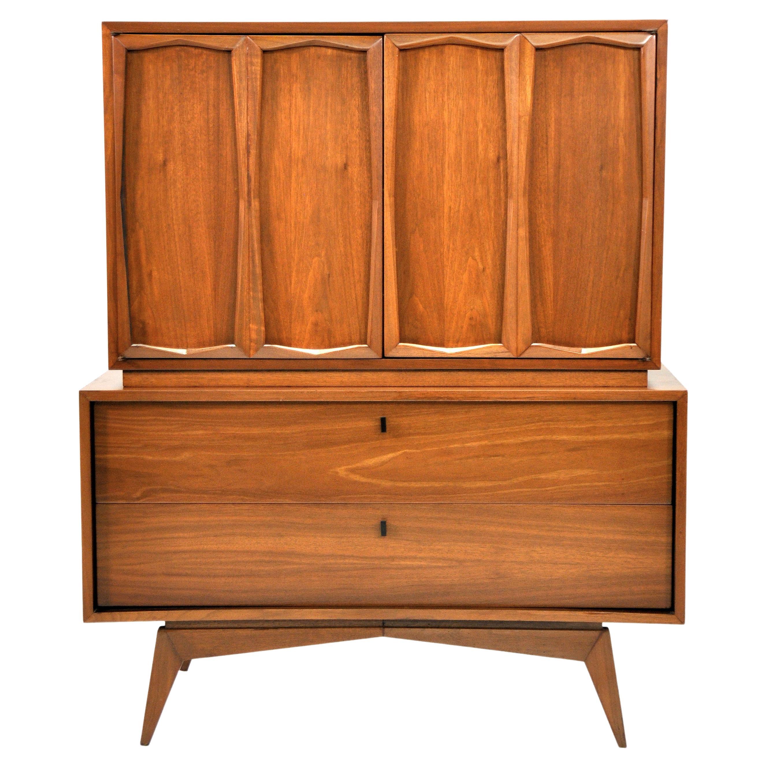 Mid-Century Modern Walnut Highboy Dresser, 1950s
