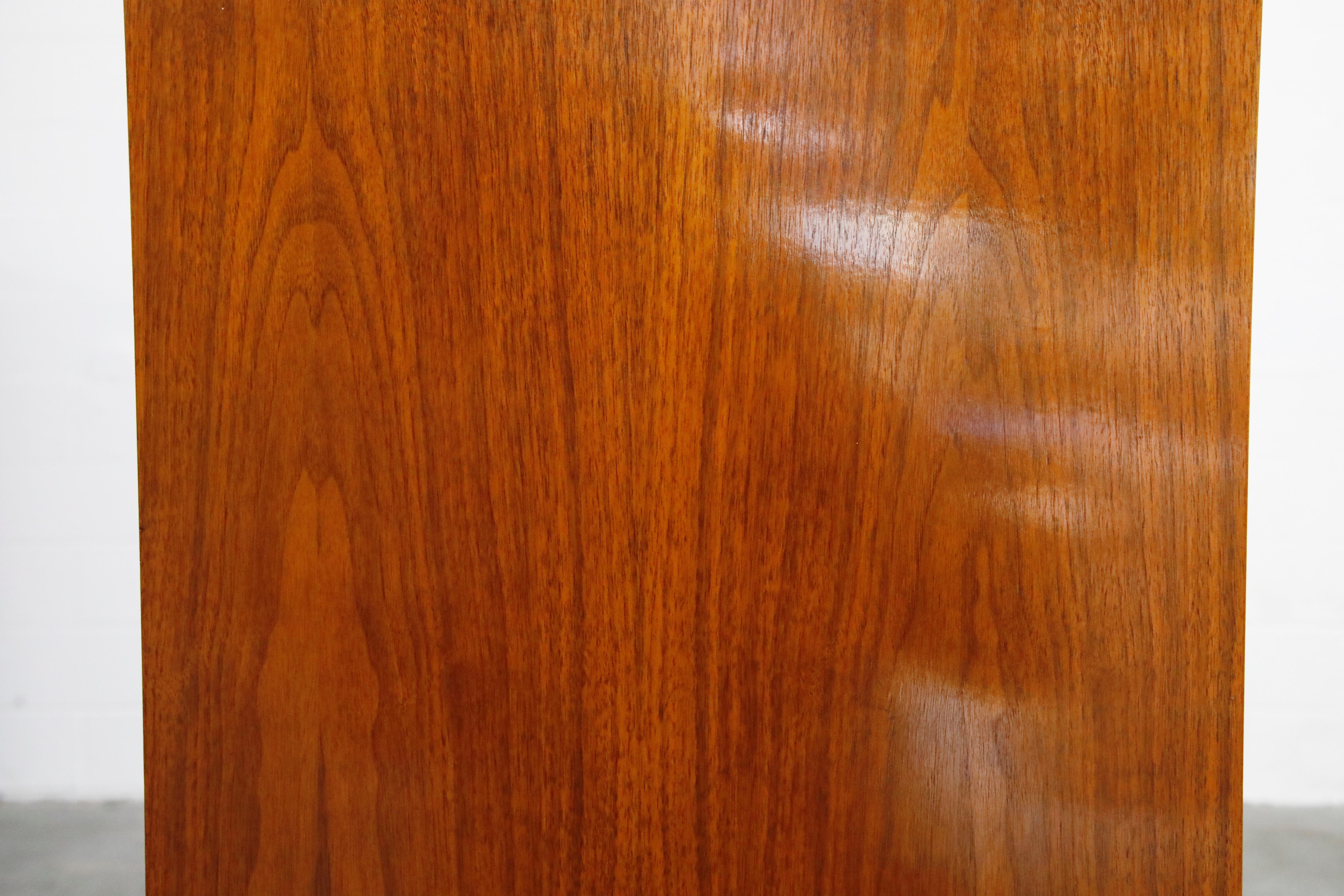 Mid-Century Modern Walnut Highboy Dresser with Louvered Styled Doors, circa 1960 11