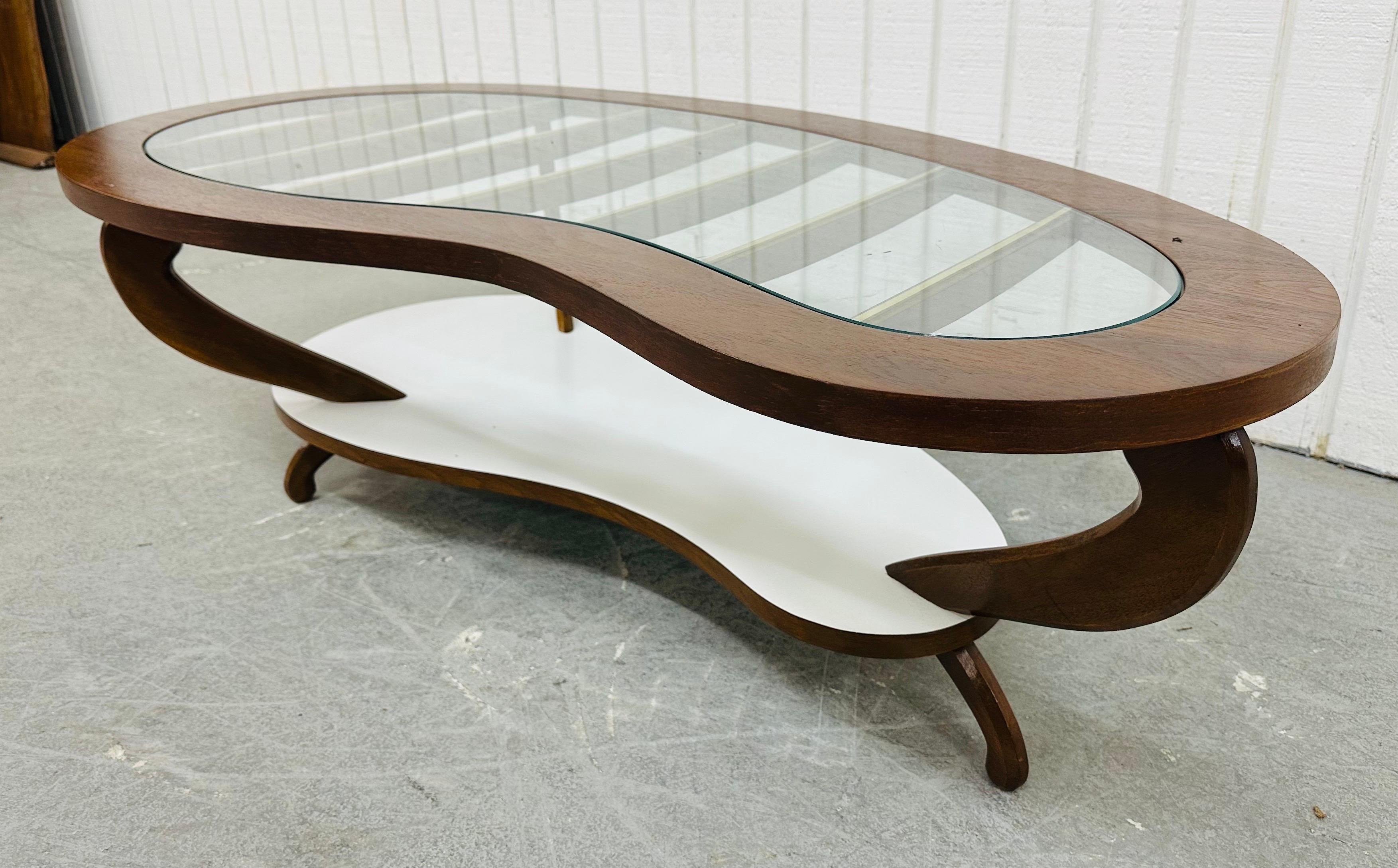 American Mid-Century Modern Walnut Kidney Shaped Coffee Table