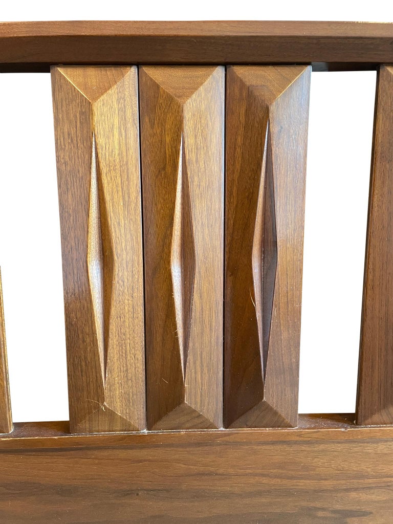 Woodwork Mid-Century Modern Walnut King Geometric Headboard by Albert Parvin For Sale