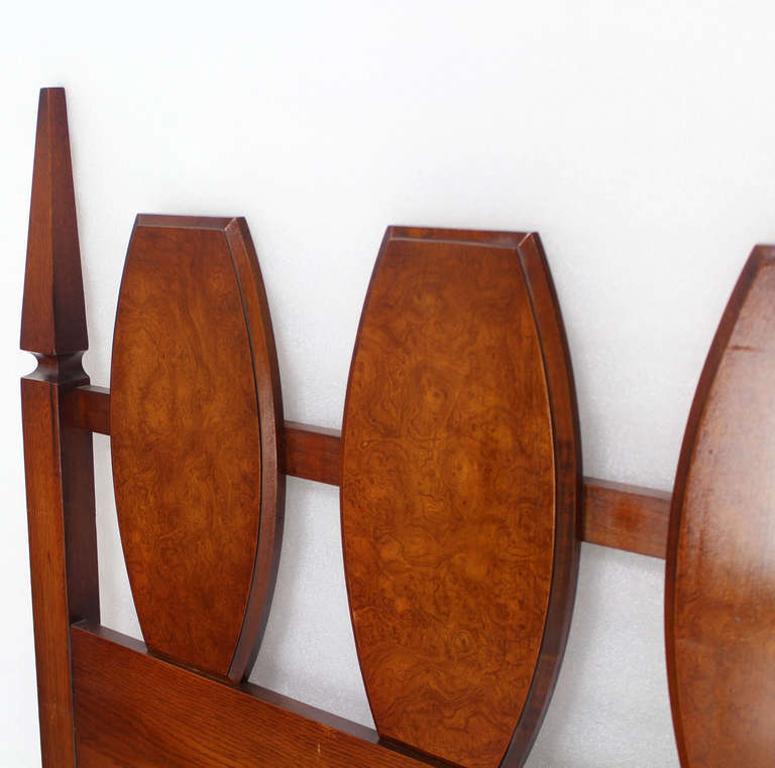 Lacquered Mid Century Modern Walnut King Size Burlwood Headboard Extra 102 Inche Long MINT For Sale