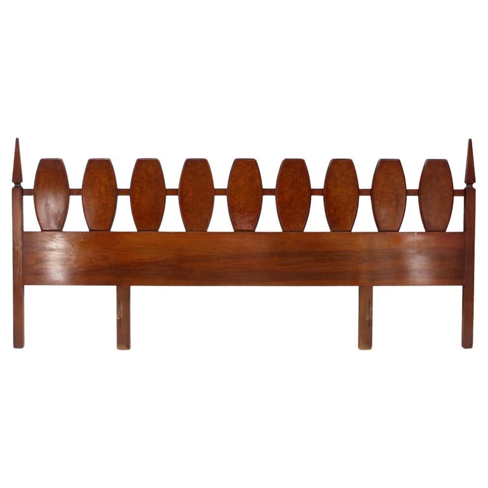 Mid Century Modern Walnut King Size Burlwood Headboard Extra 102 Inche Long MINT For Sale