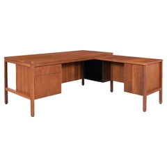 Mid-Century Modern Walnut L-Shaped Desk