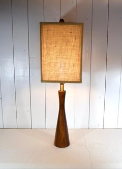 Mid Century Modern Walnut Lamp After Phillip Lloyd Powell