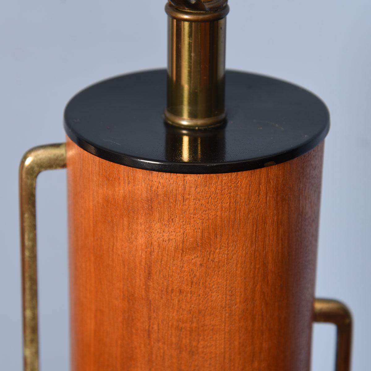 20th Century Mid-Century Modern Walnut Lamp with Brass Detail For Sale
