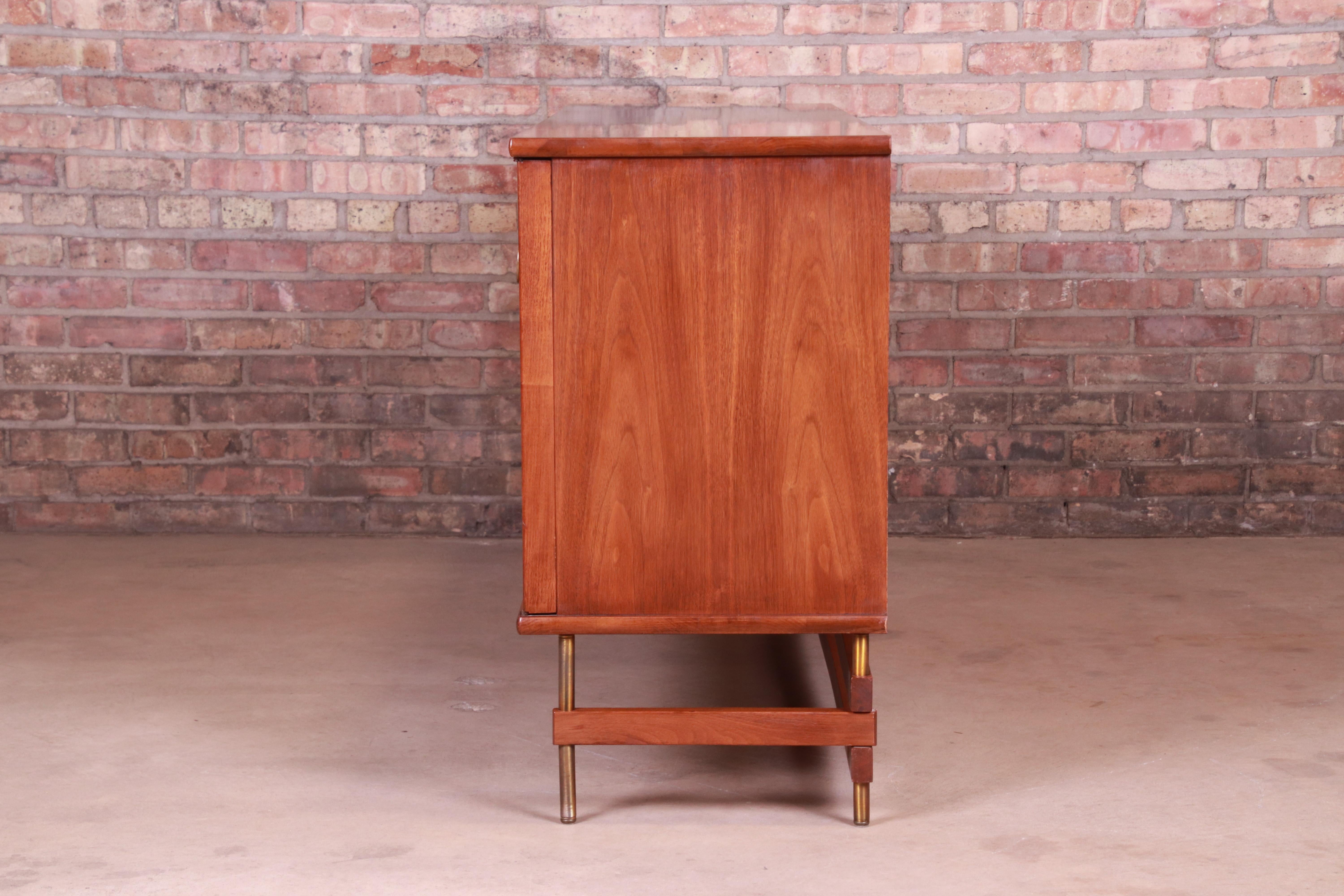 Mid-Century Modern Walnut Leaded Glass Bookcase by White Furniture, circa 1960s 4