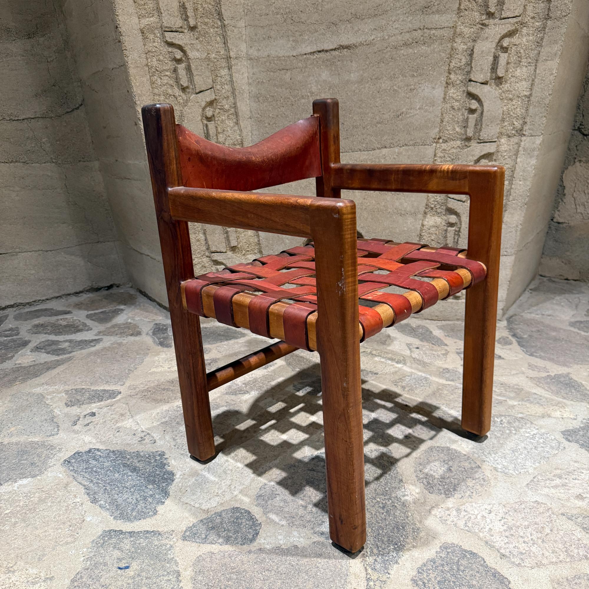 Oiled Mid-Century Modern Walnut & Leather Dining Set Studio Made For Sale