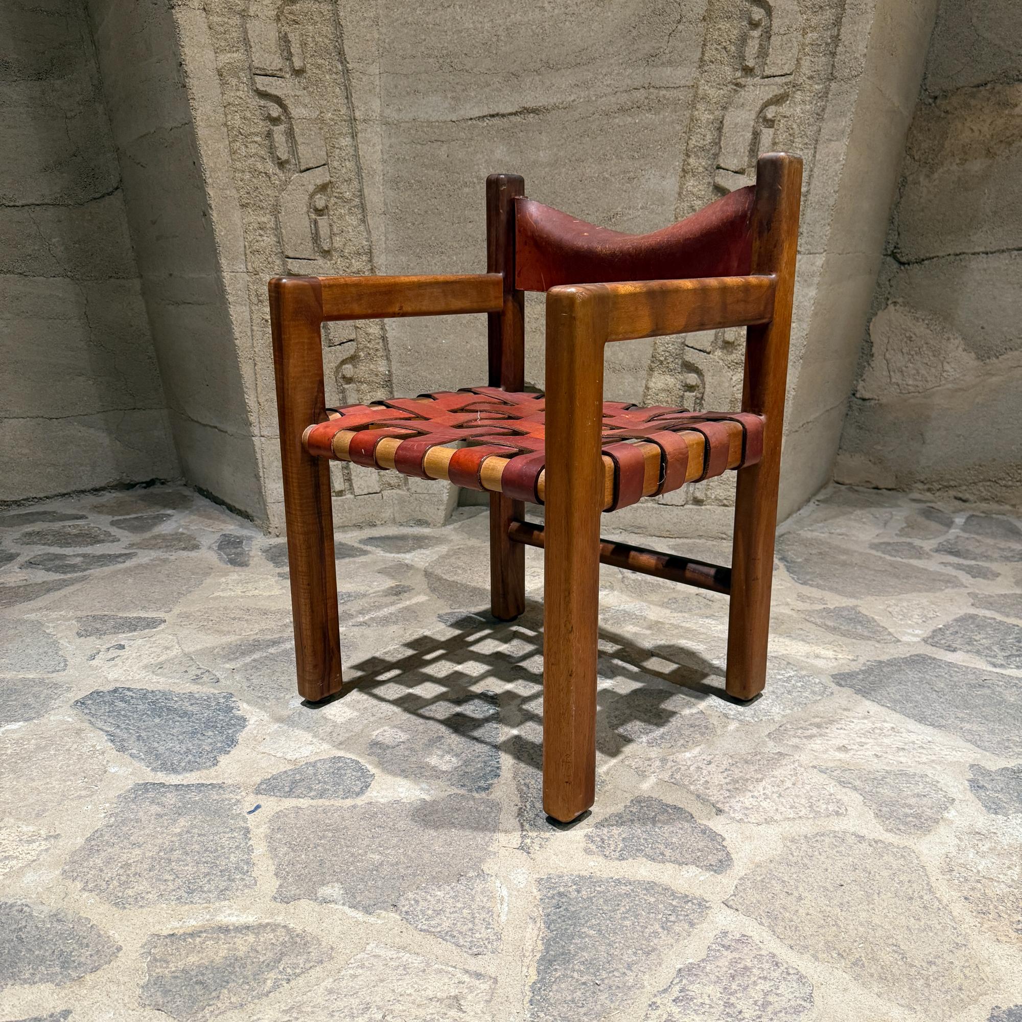 Late 20th Century Mid-Century Modern Walnut & Leather Dining Set Studio Made For Sale