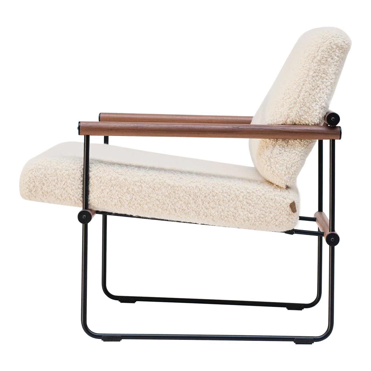 Mid-Century Modern Walnut Light Weight Frame Armchair Lounge For Sale