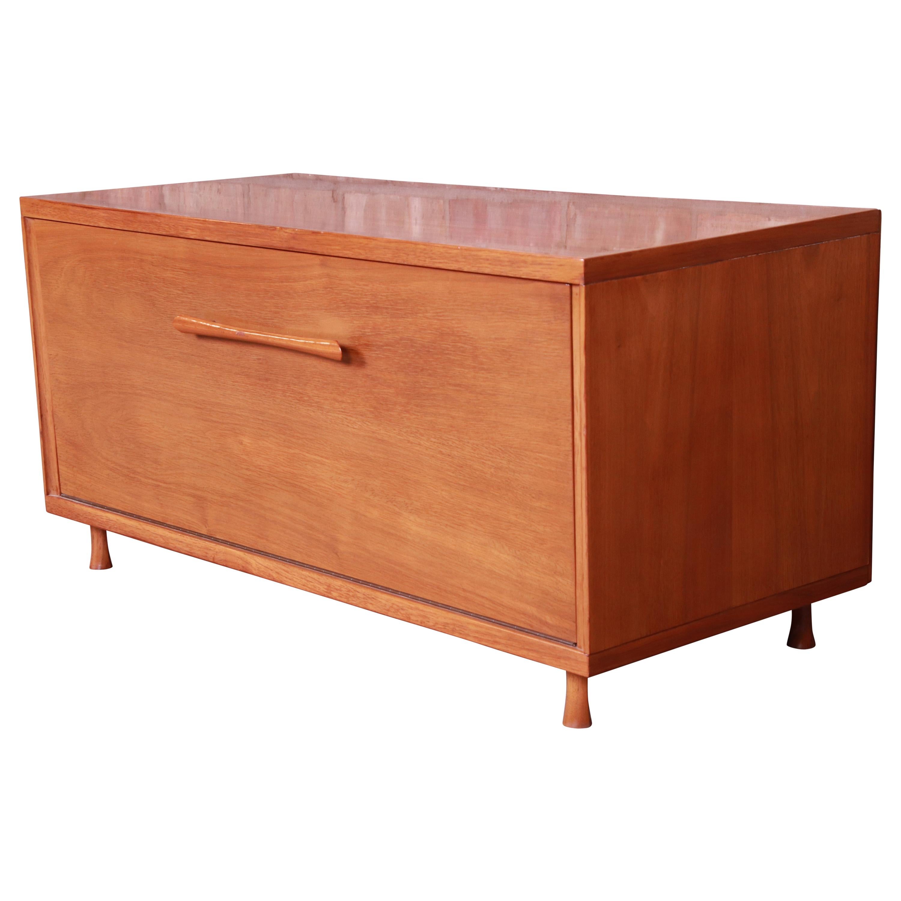 Mid-Century Modern Walnut Lighted Bar Cabinet Attributed to Singer & Sons, 1960s