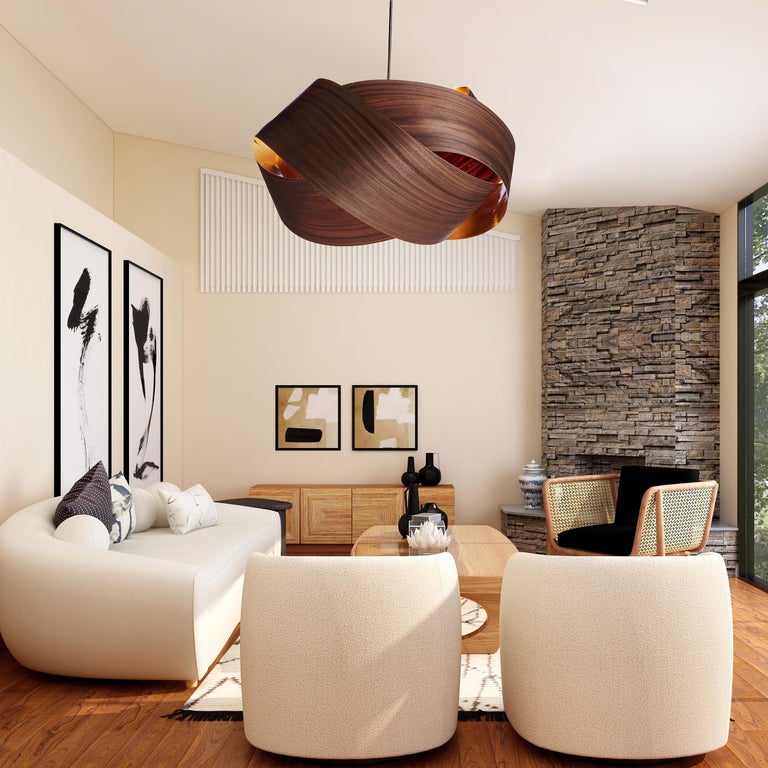 Long-line Light Atmosphere Walnut Solid Wood Chandelier