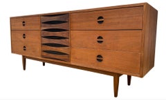 Mid Century Modern Walnut Long Credenza Dresser Style of Arne Vodder