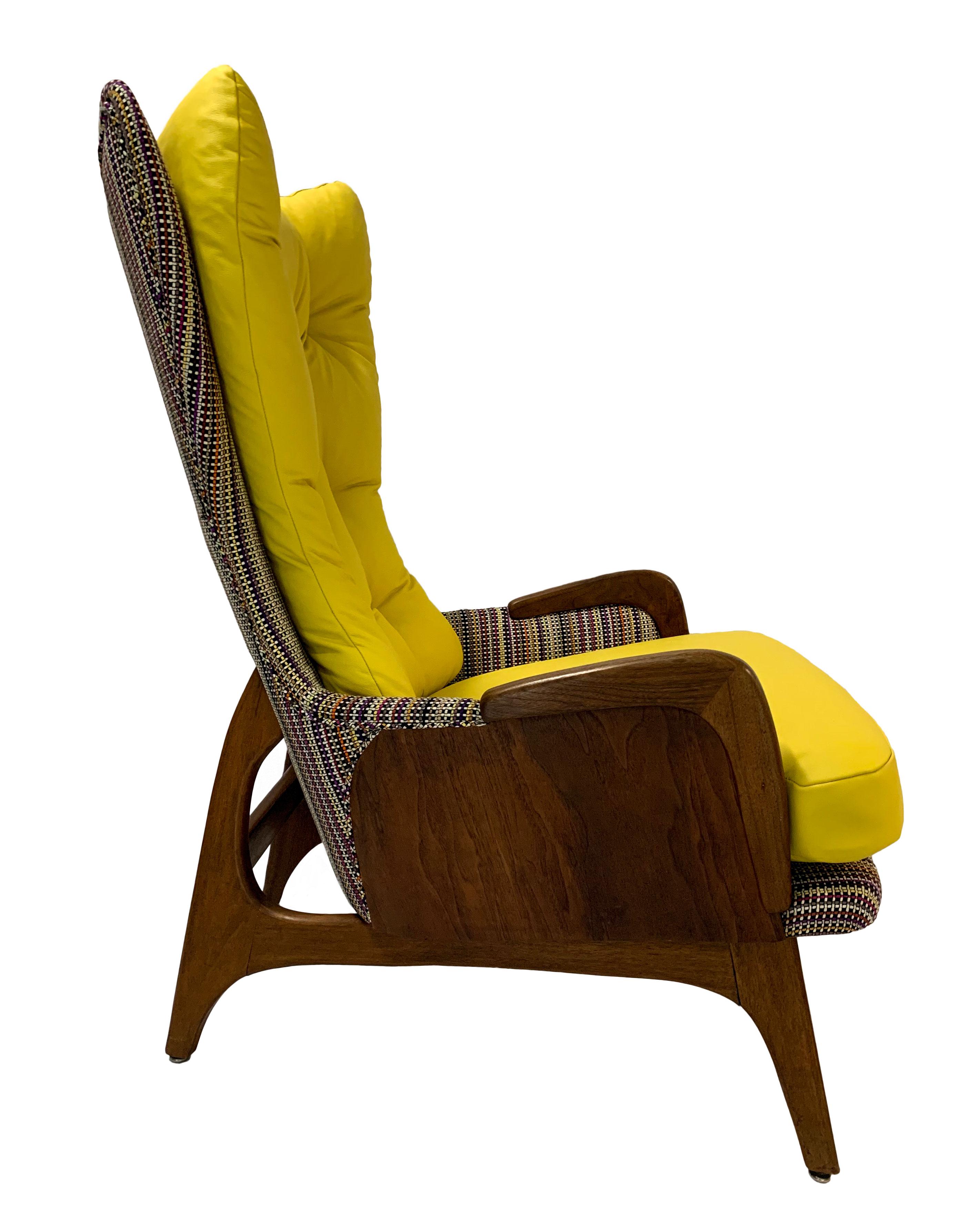 American Mid-Century Modern Walnut Lounge Chair and Ottoman by Adrian Pearsall For Sale