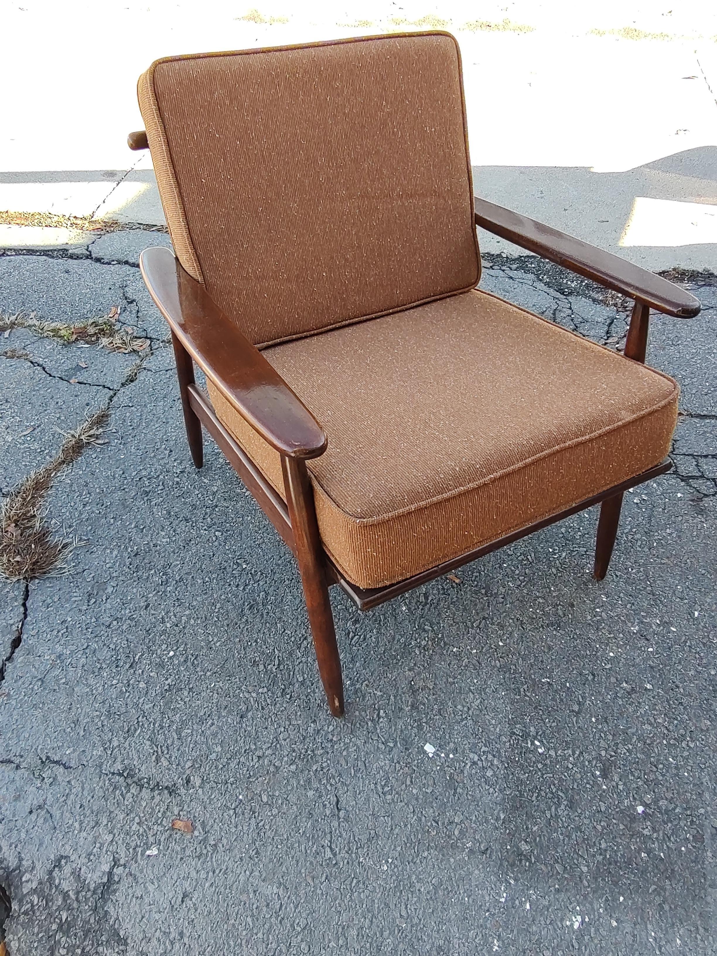 Fabric Mid Century Modern Walnut Lounge Chairs C1958 For Sale