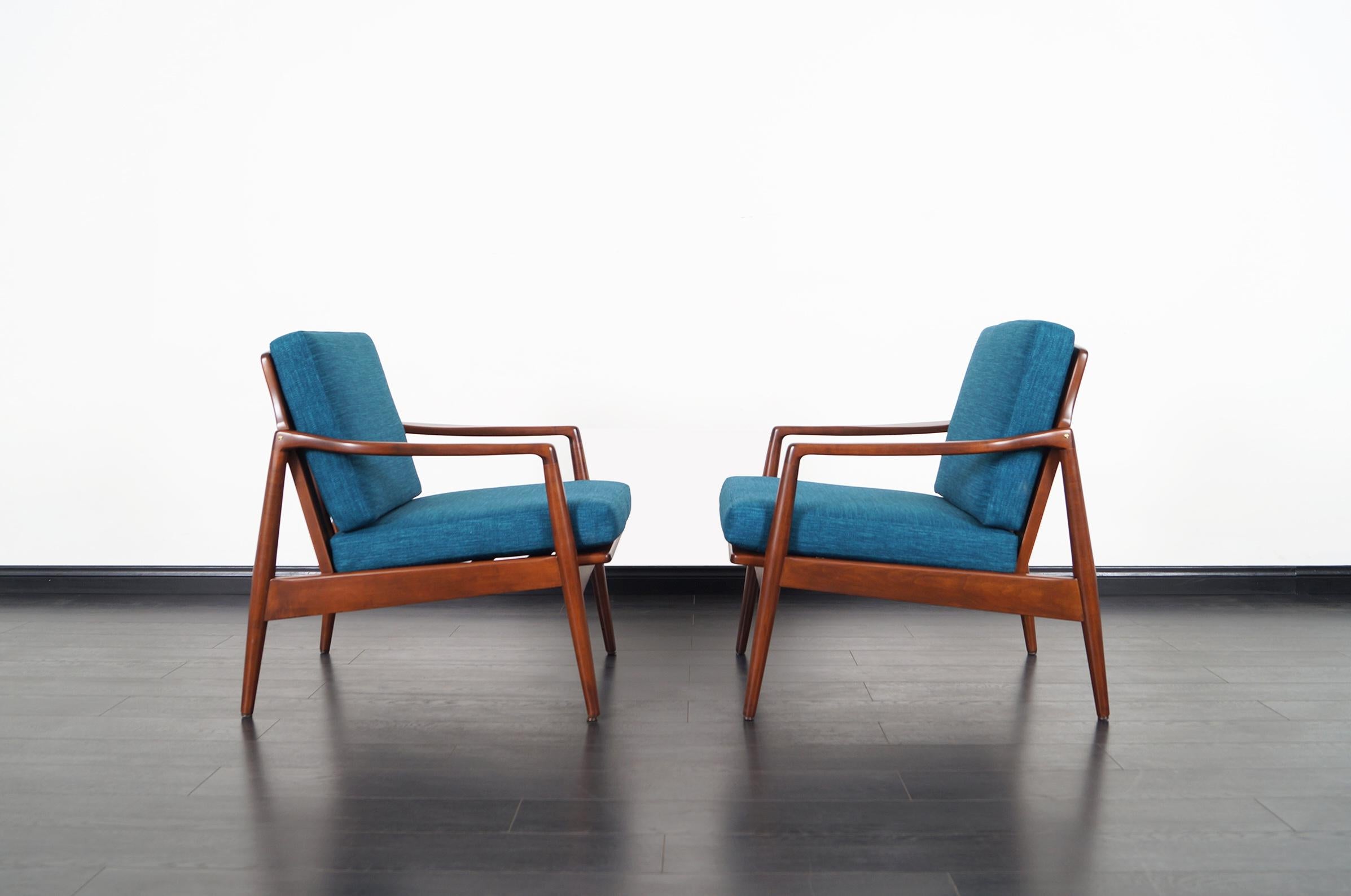 American Mid-Century Modern Walnut Lounge Chairs