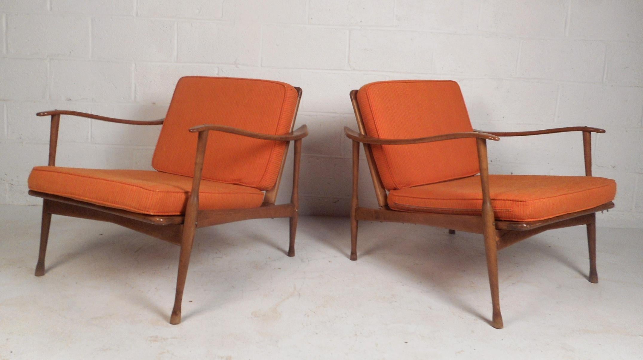 Danish Mid-Century Modern Walnut Lounge Chairs