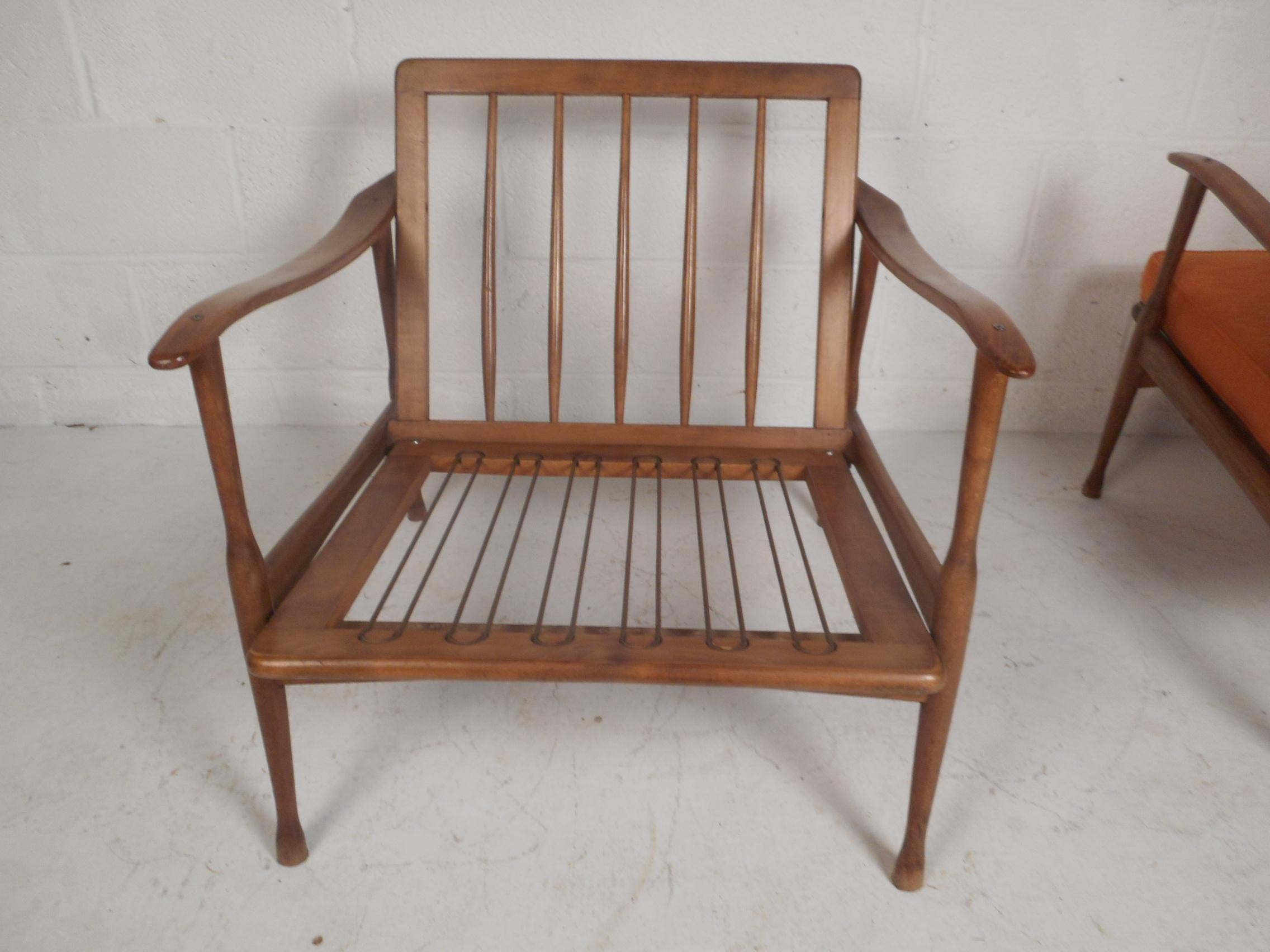 Upholstery Mid-Century Modern Walnut Lounge Chairs