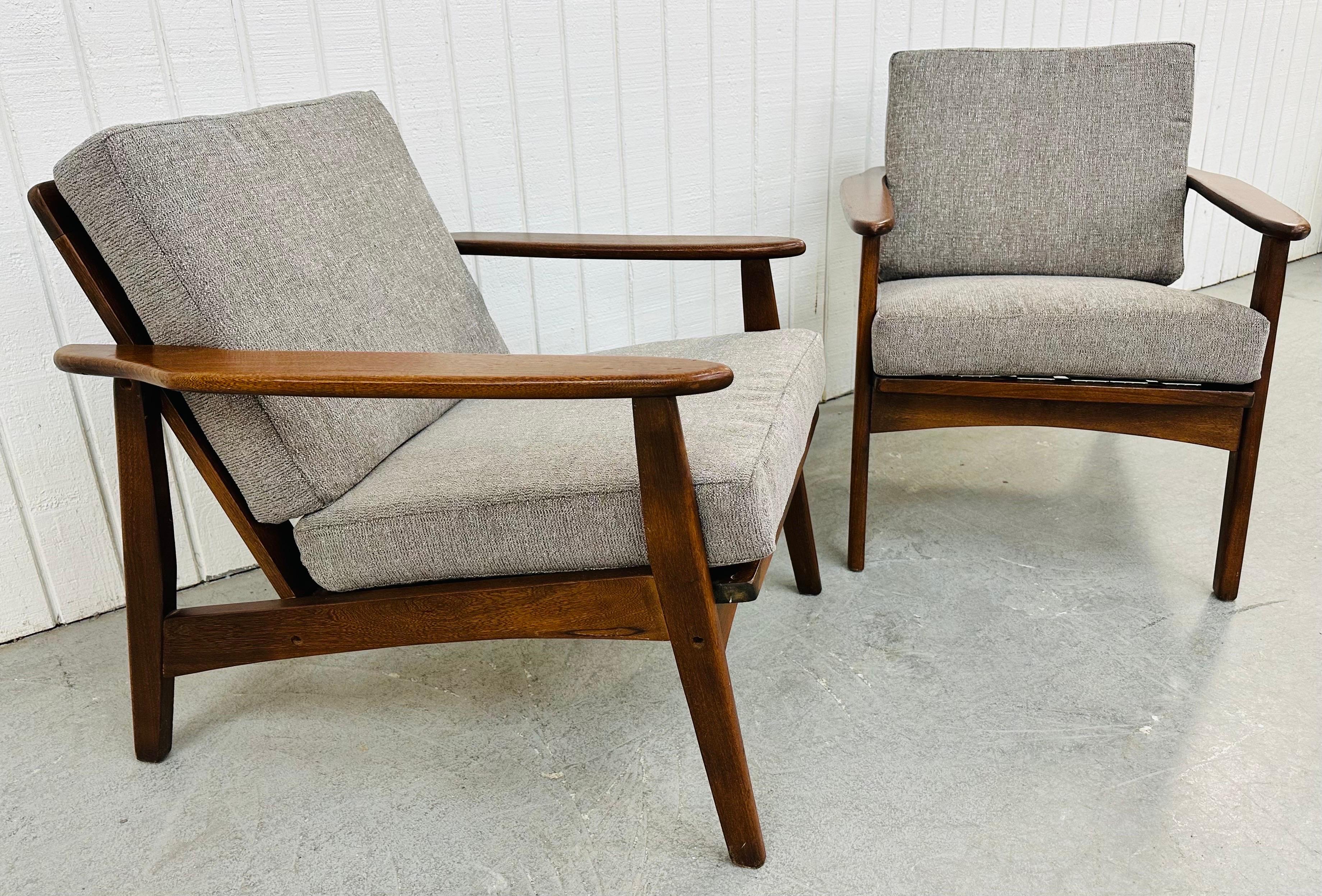American Mid-Century Modern Walnut Lounge Chairs - Set of 2