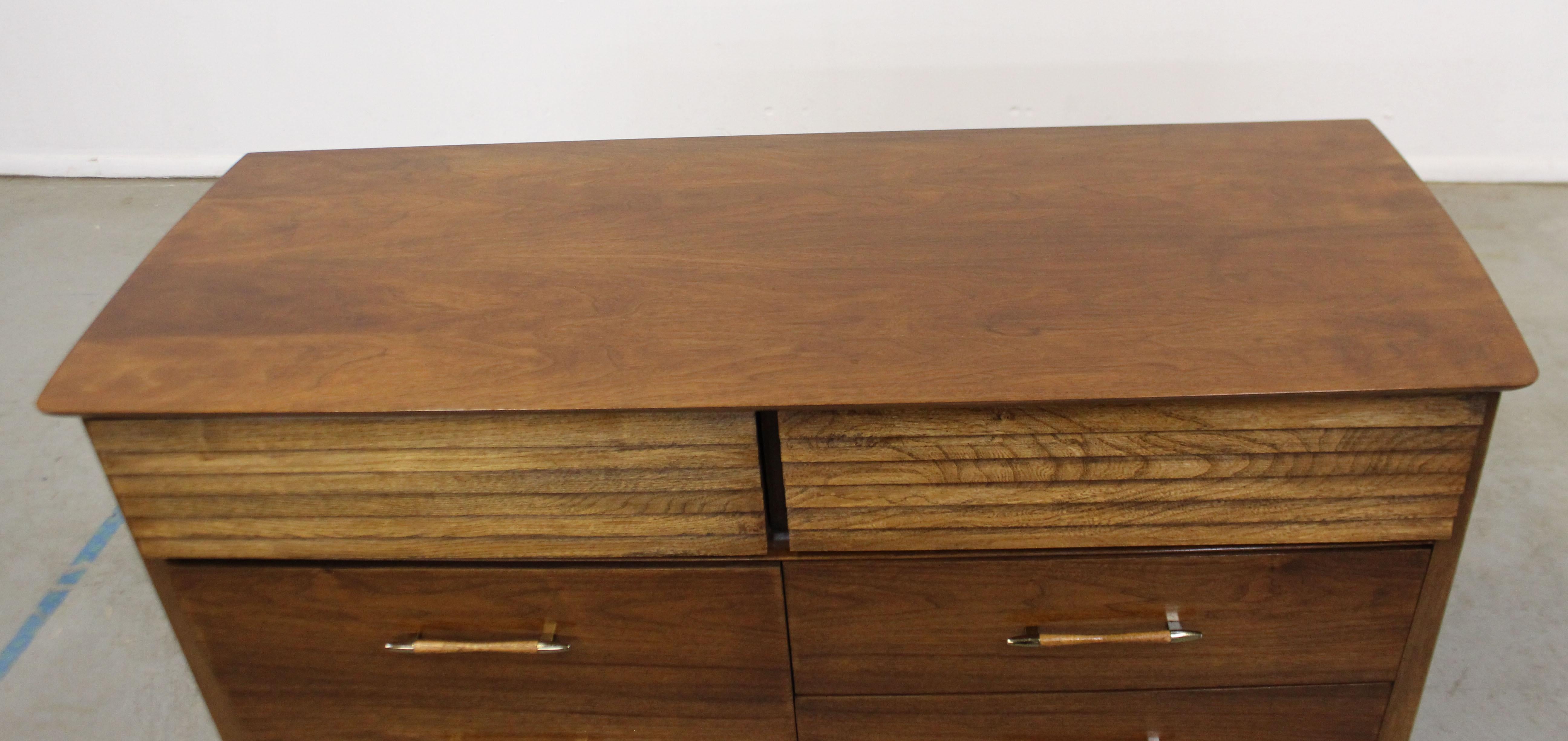 Mid-Century Modern Walnut Louvre Front Dresser Credenza 1