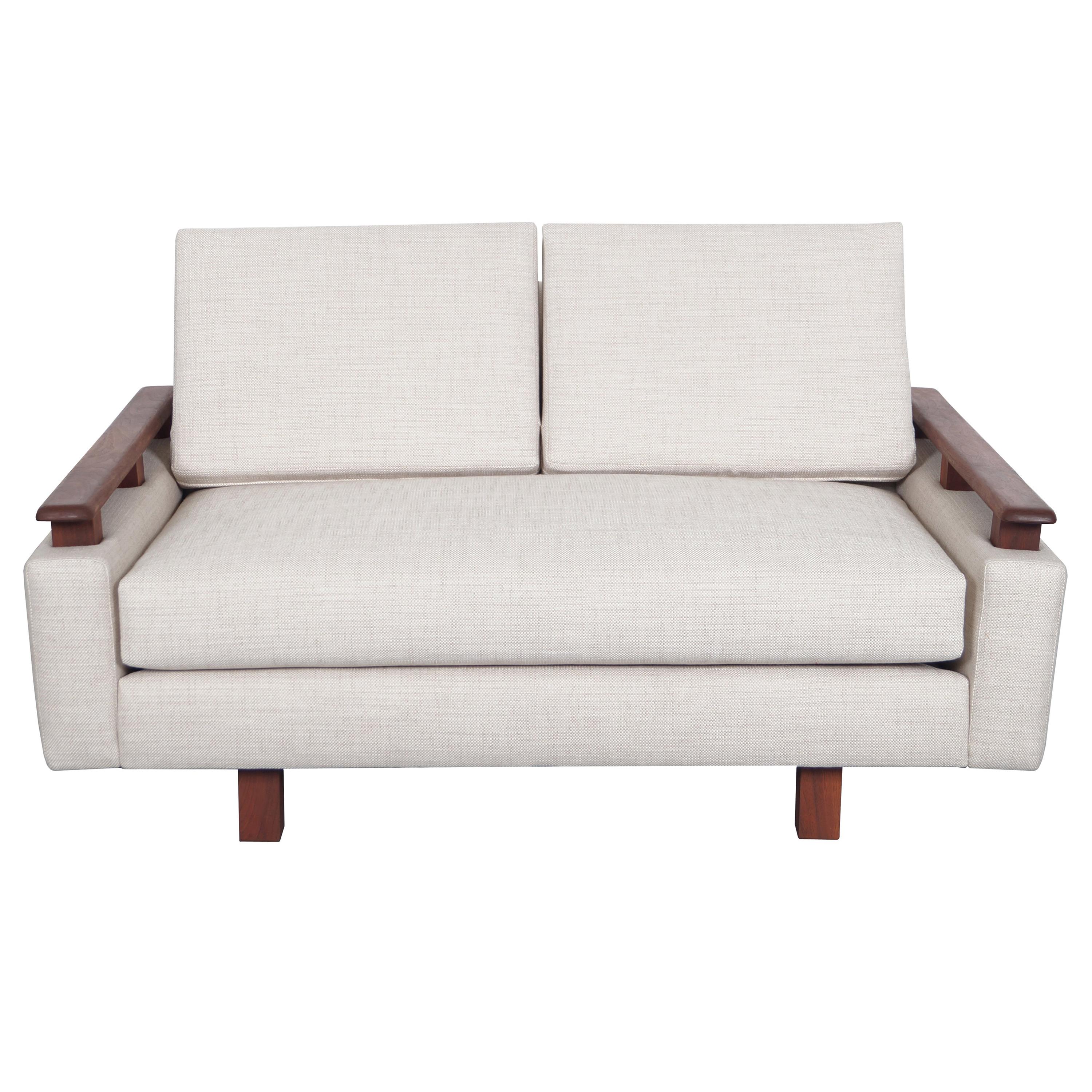 MidCentury Modern Walnut Loveseat at 1stDibs