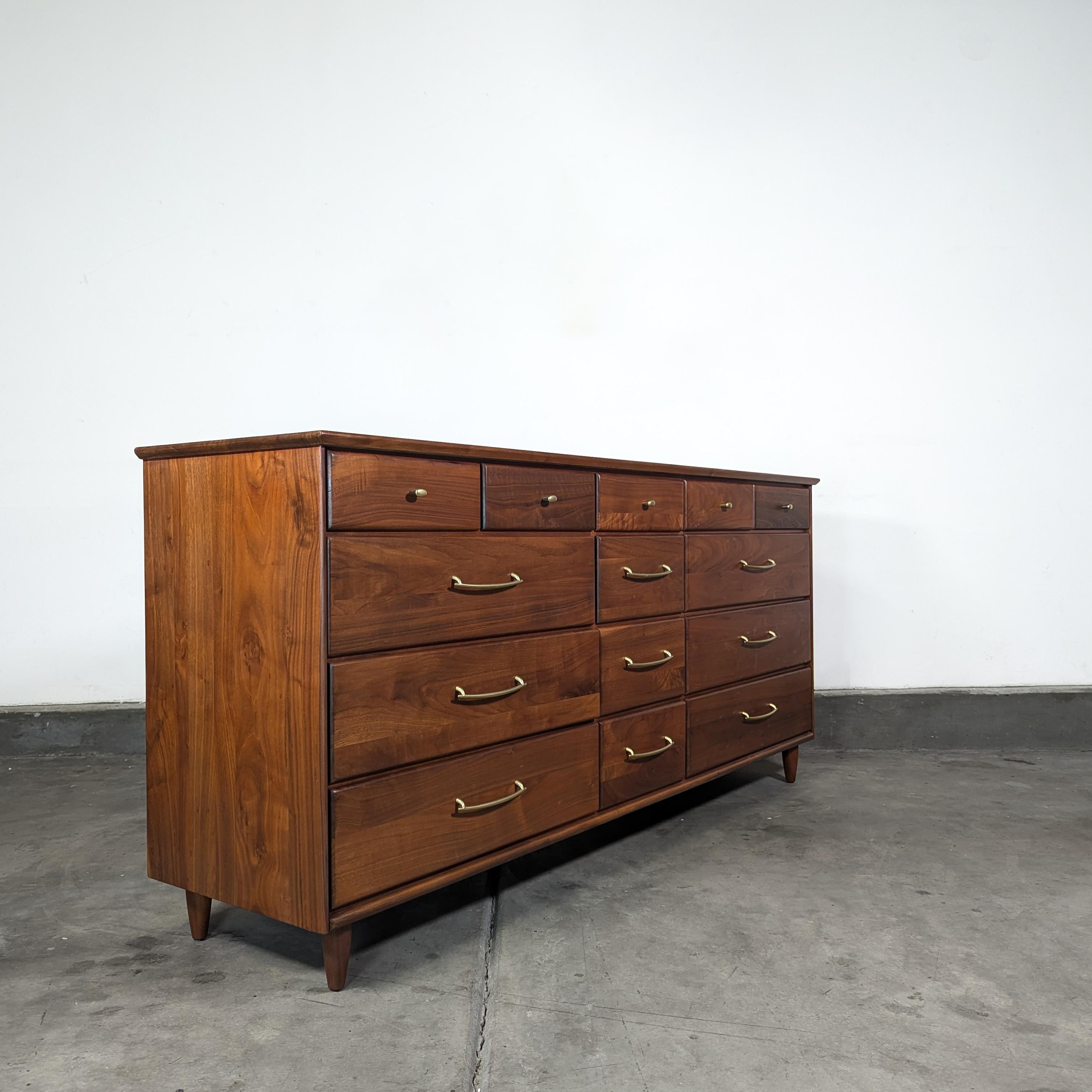 Mid Century Modern Walnut Lowboy Dresser by ACE-HI, c1960s 3