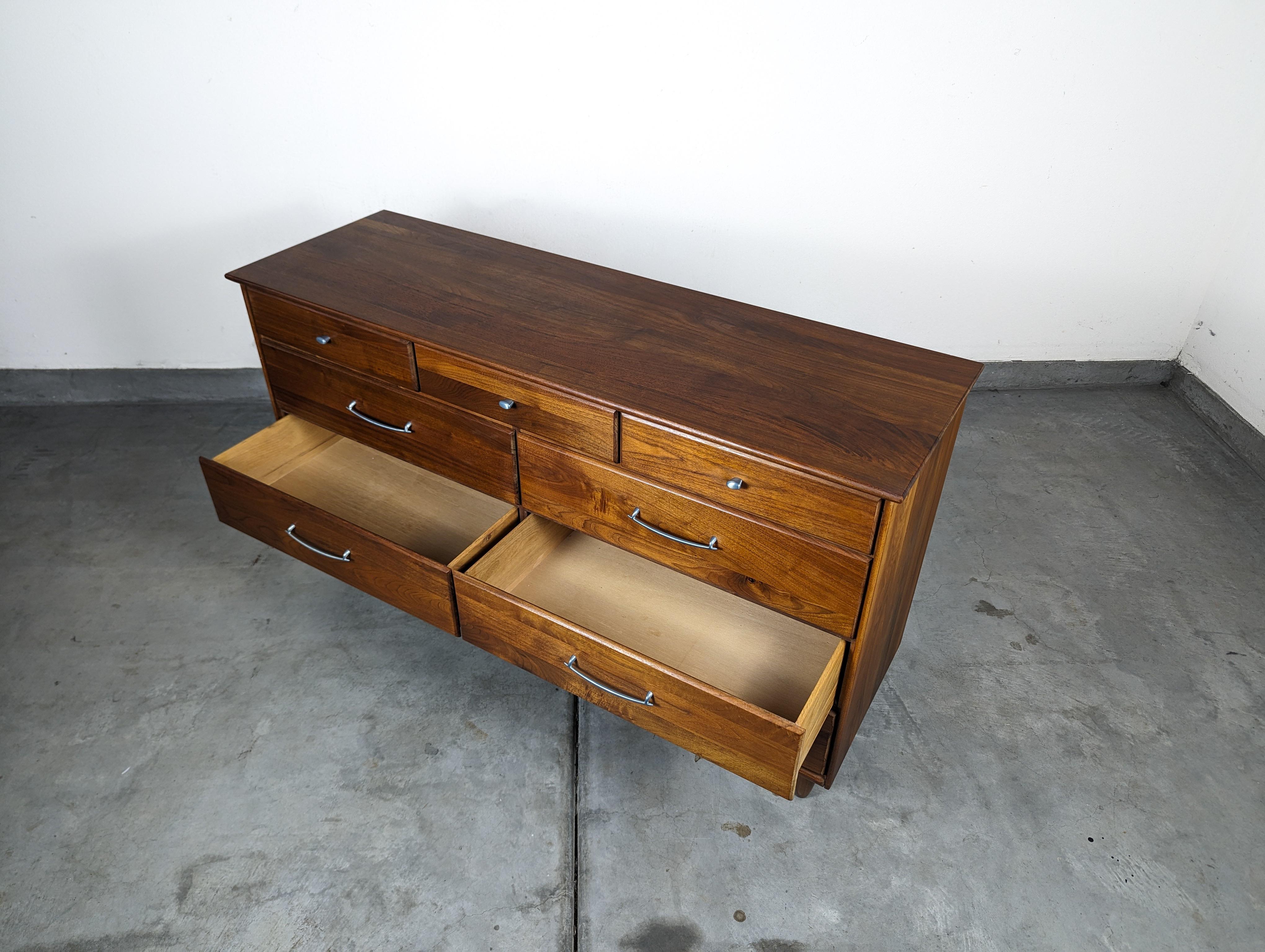 Mid Century Modern Walnut Lowboy Dresser by ACE-HI, c1960s 4