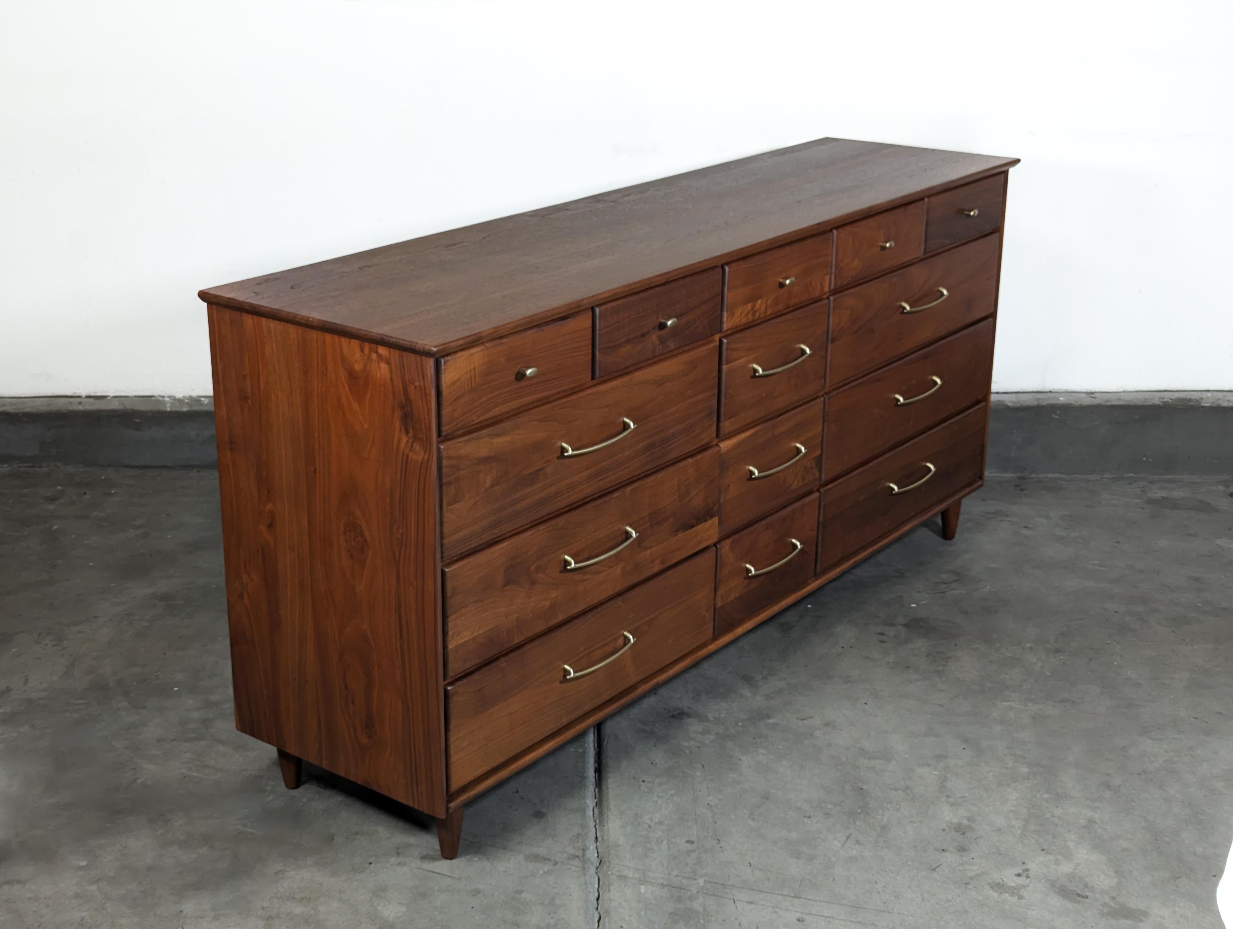 Mid Century Modern Walnut Lowboy Dresser by ACE-HI, c1960s 4