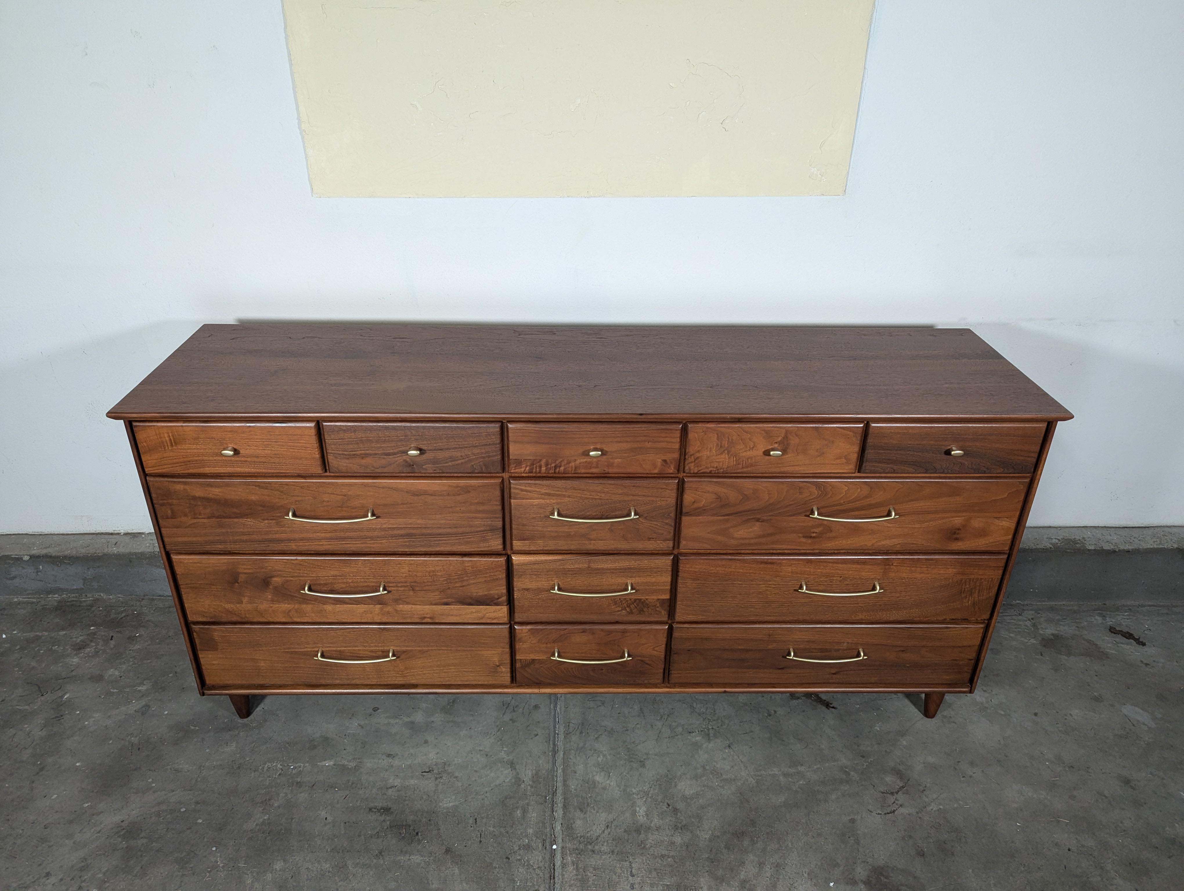 Mid Century Modern Walnut Lowboy Dresser by ACE-HI, c1960s 3