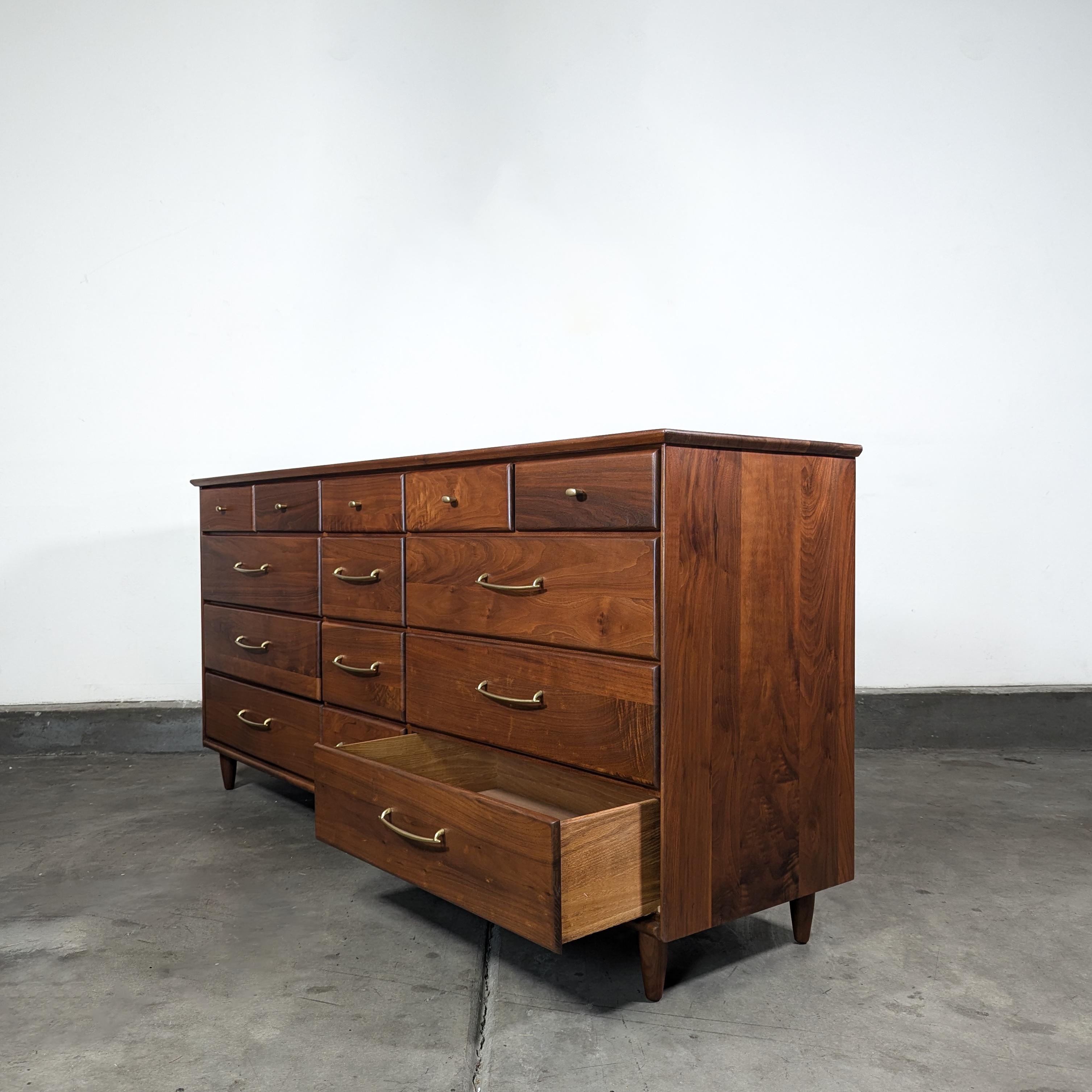 American Mid Century Modern Walnut Lowboy Dresser by ACE-HI, c1960s