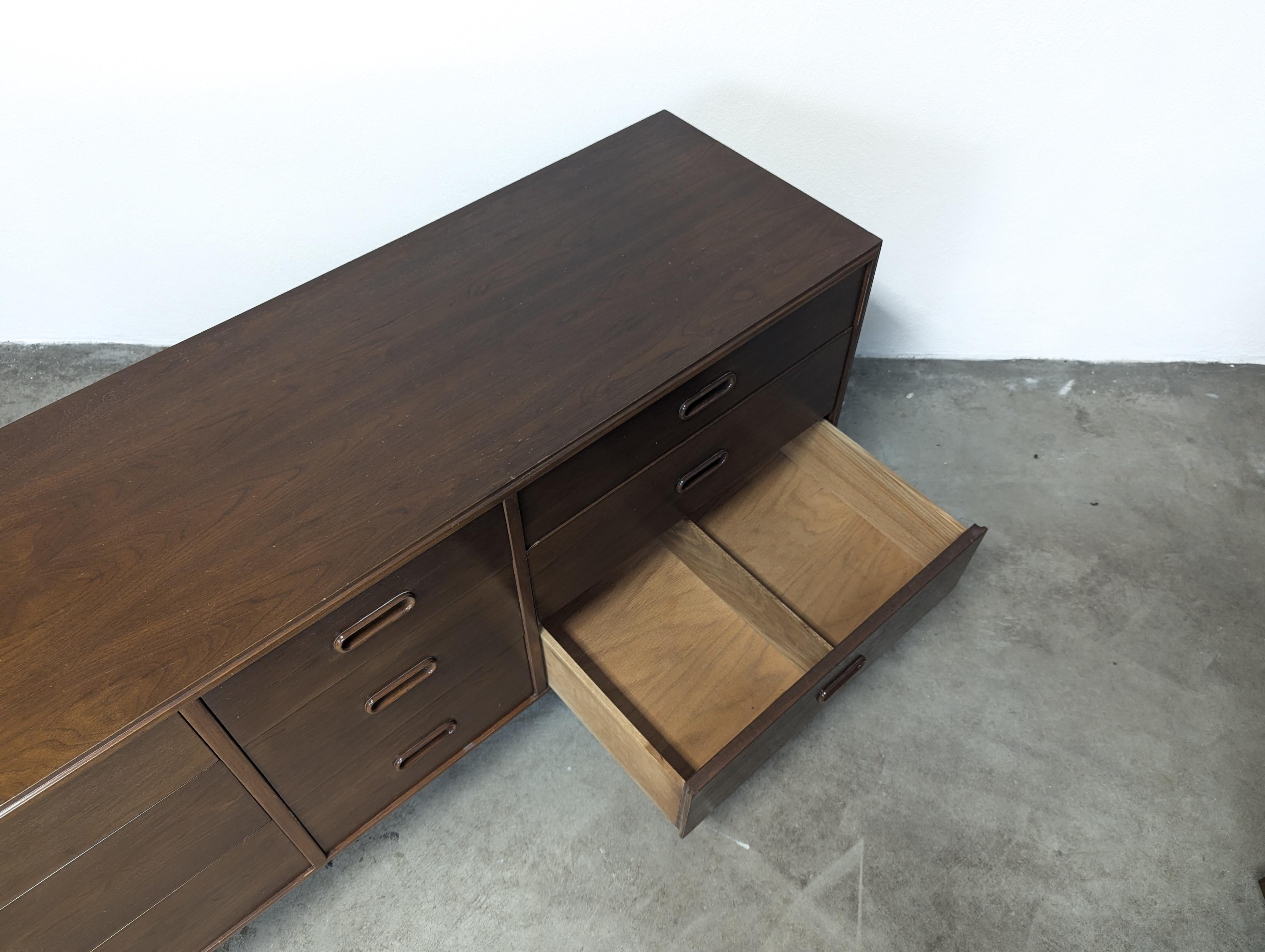 Mid Century Modern Walnut Lowboy Dresser by Jack Cartwright for Founders, c1960s 8