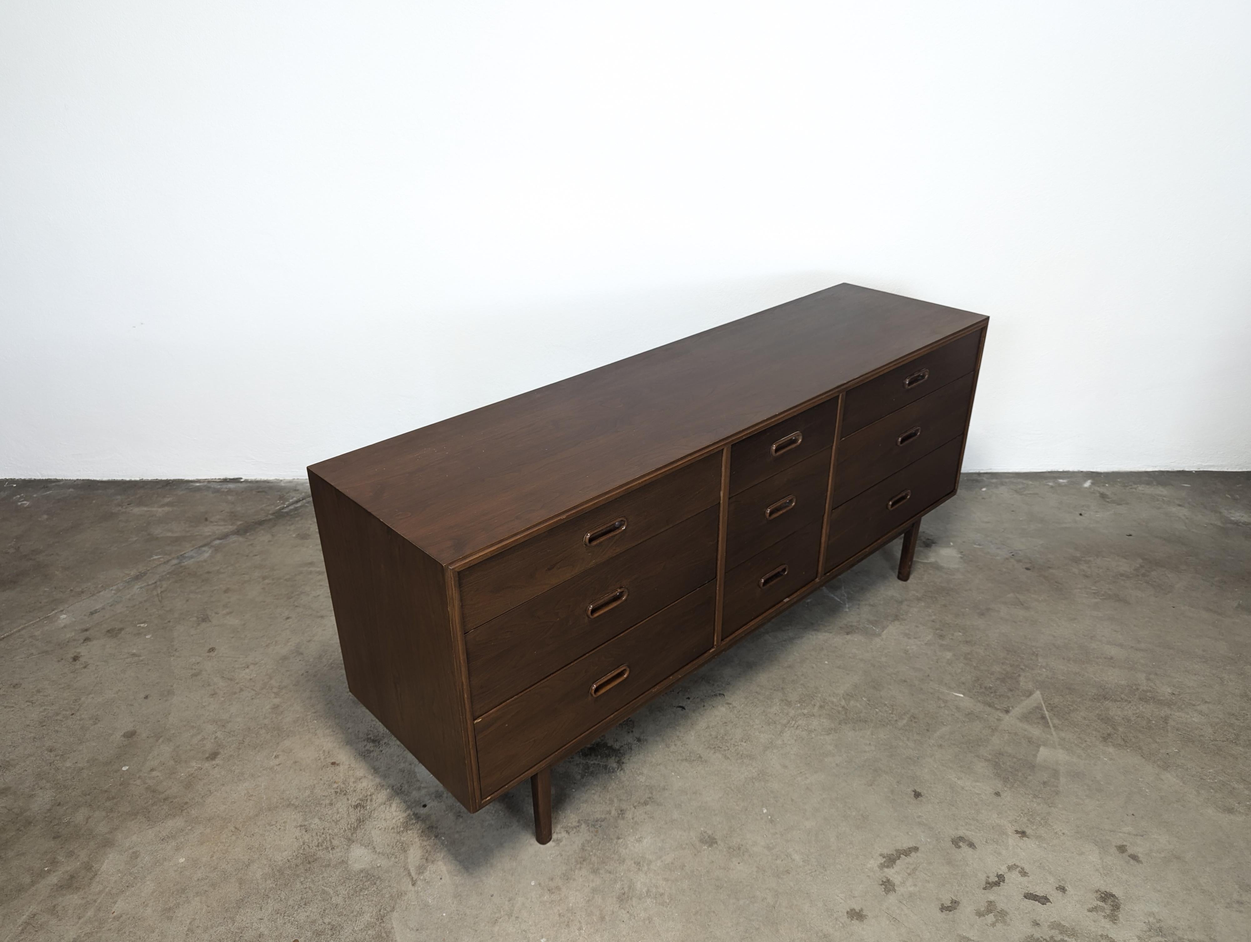Mid Century Modern Walnut Lowboy Dresser by Jack Cartwright for Founders, c1960s 1