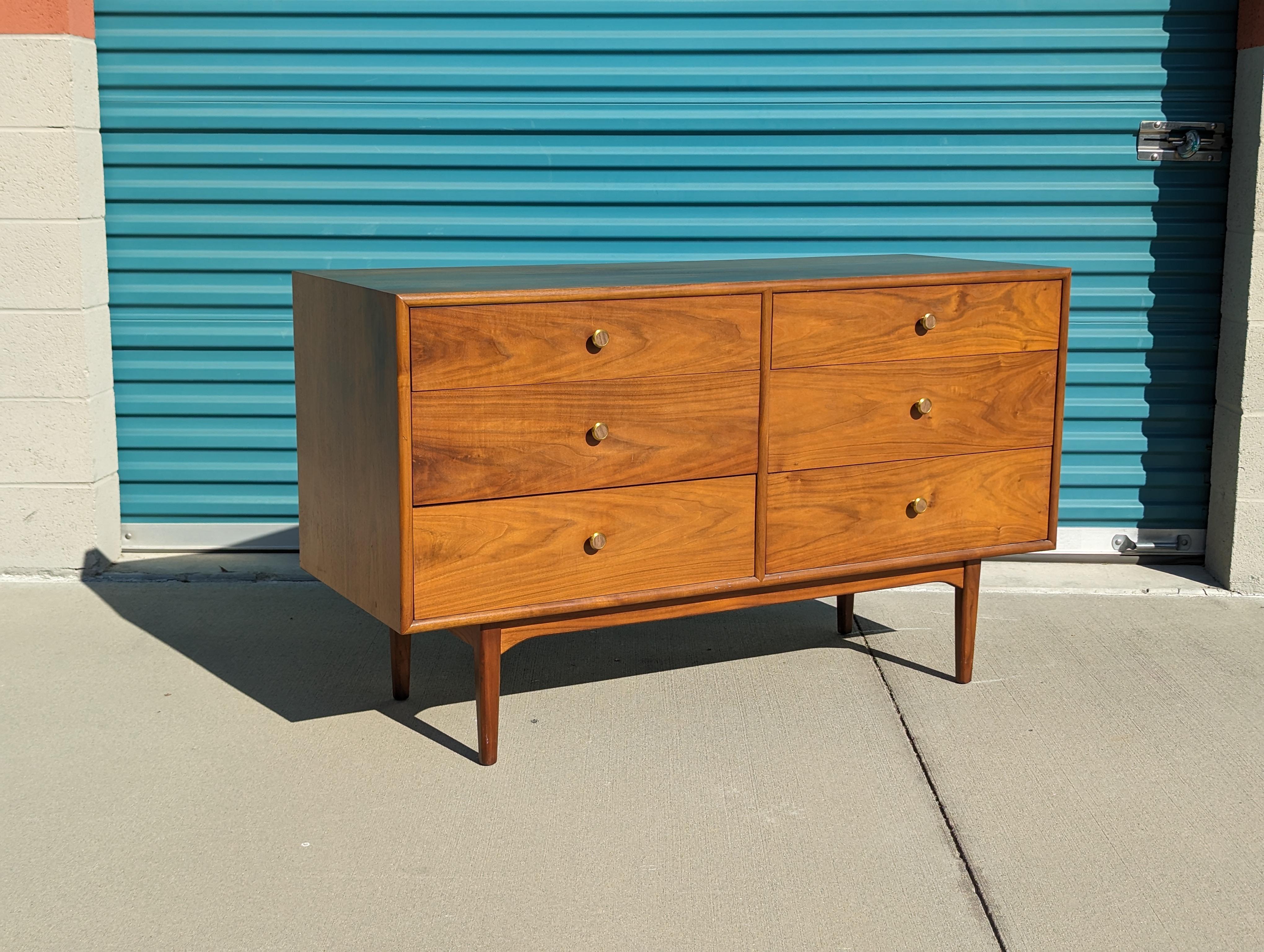American Mid Century Modern Walnut Lowboy Dresser by Kipp Stewart for Drexel, c1960s