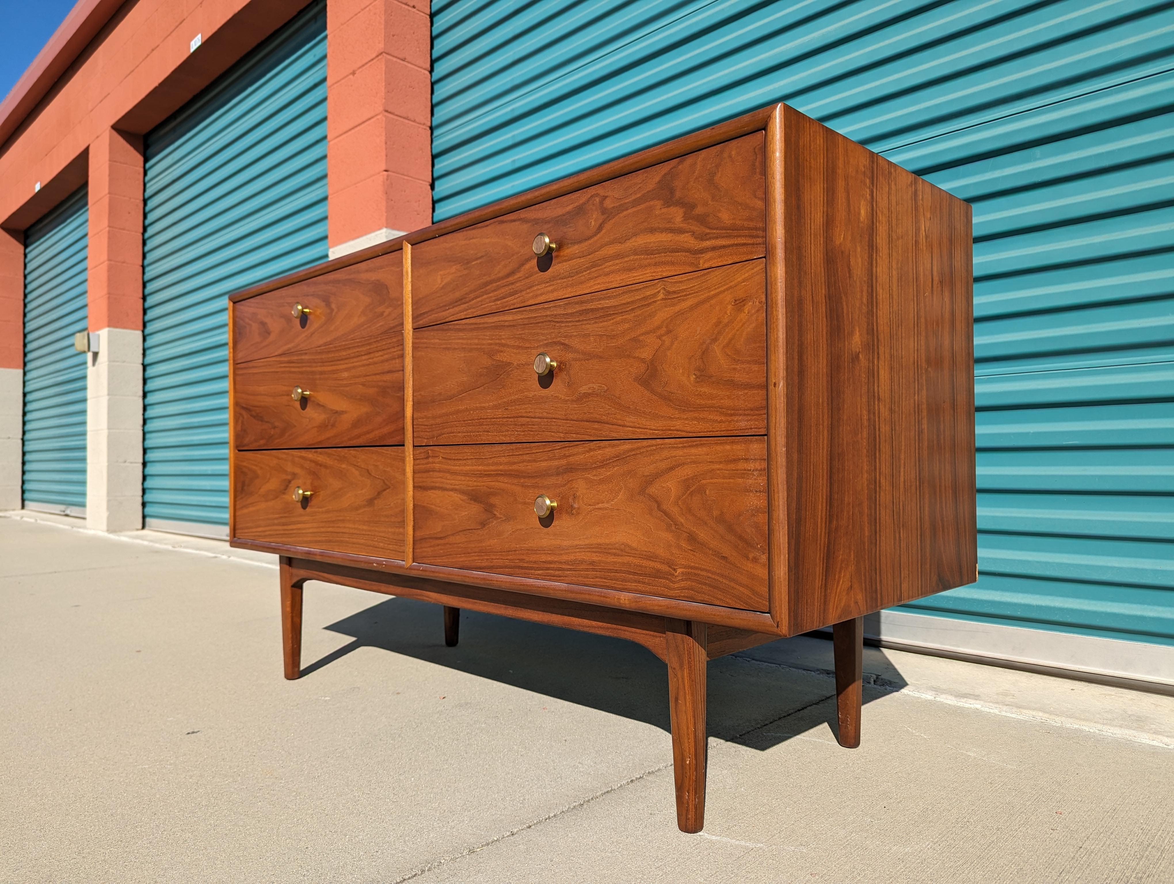 Mid Century Modern Walnut Lowboy Dresser by Kipp Stewart for Drexel, c1960s 1