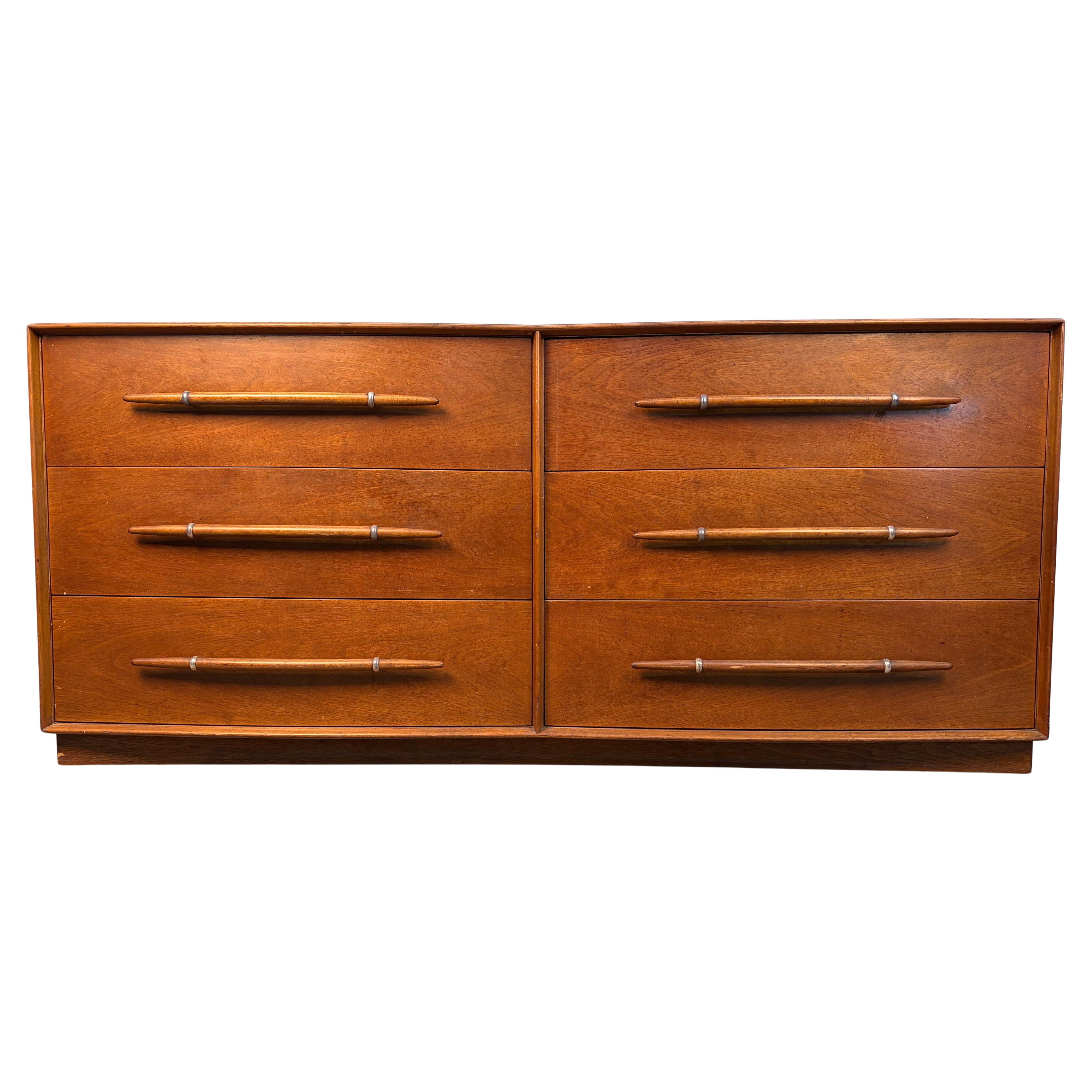 Mid-Century Modern Walnut Lowboy Dresser by Widdicomb Furniture Company