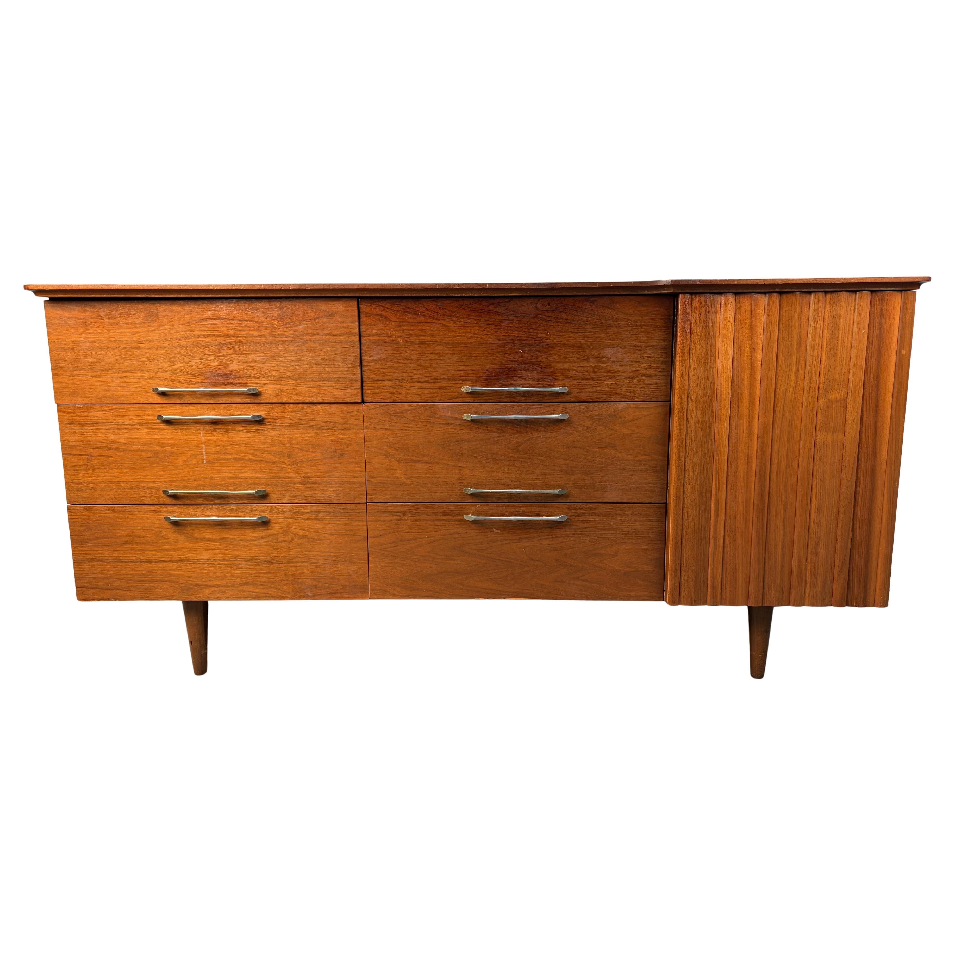 Mid-Century Modern Walnut Lowboy Dresser by Young Mfg.