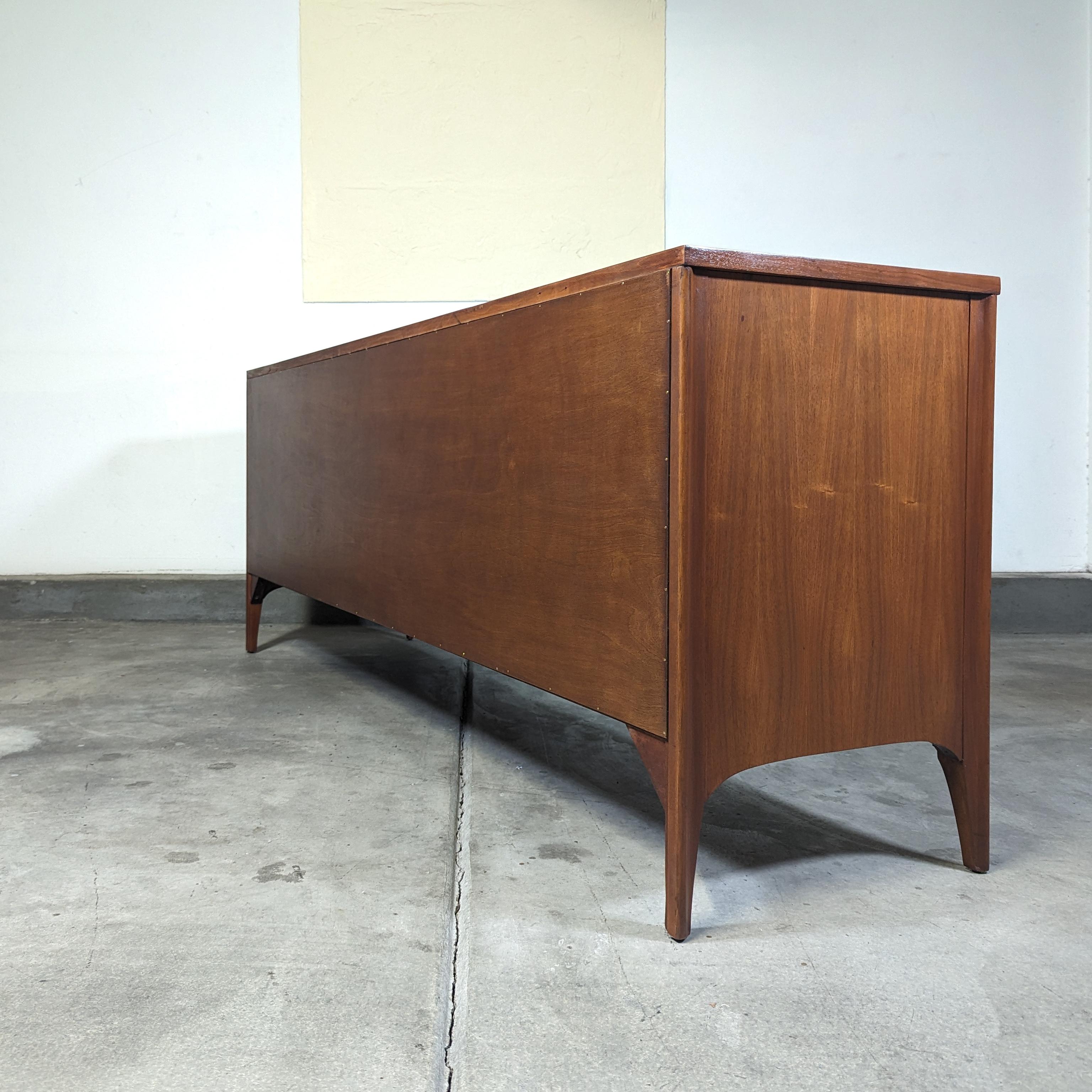 American Mid Century Modern Walnut Lowboy Perspecta Dresser by Kent Coffey, c1960s For Sale